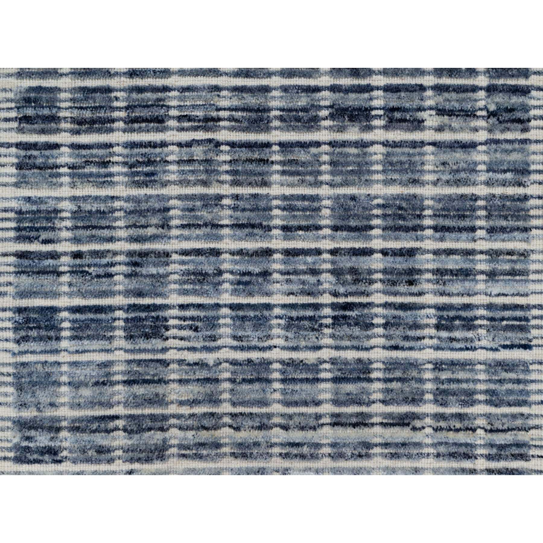 2'2"x3'1" Denim Blue, Modern Plain Decor Box Design, Pure Wool, Soft to the Touch, Loomed Knotted, Mat, Oriental Rug Sh91062