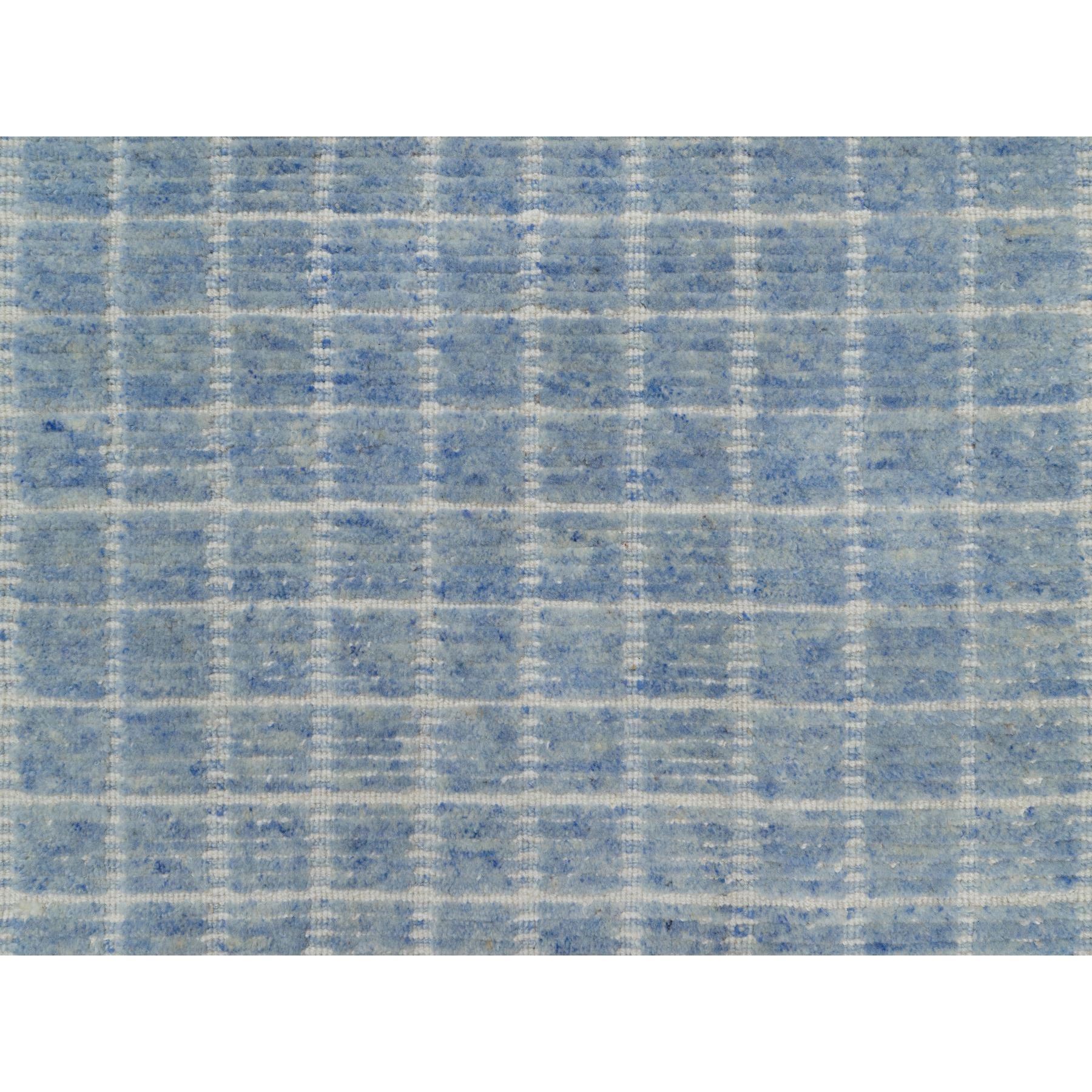 2'4"x3' Imperial Blue, Modern Plain Decor Box Design, Pure Wool, Soft to the Touch, Loomed Knotted, Mat, Oriental Rug Sh91072