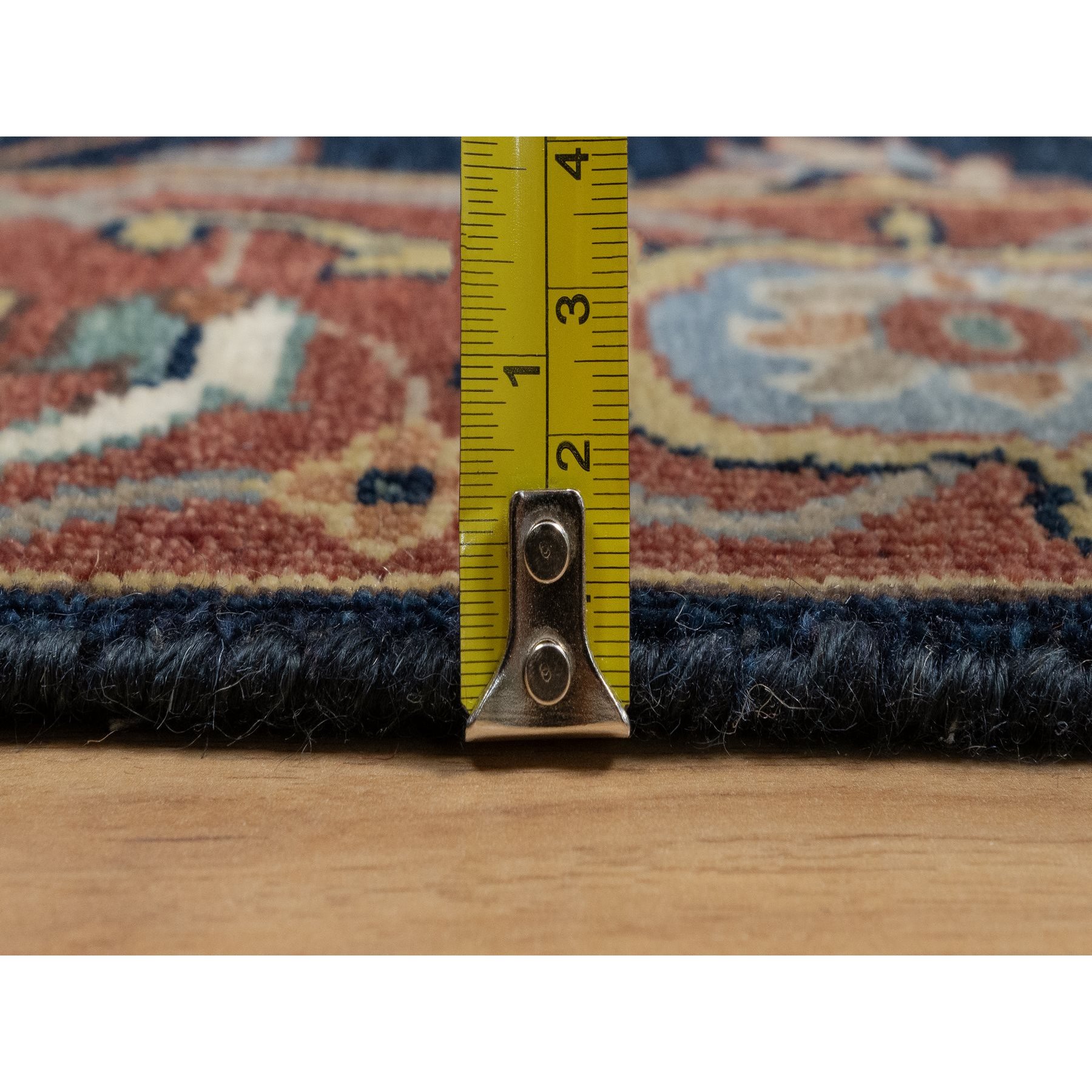 3'1"x5'2" Midnight Blue, All Over Vines Design, Lush and Plush, Organic Wool, Densely Woven, Antiqued Fine Heriz, Re-Creation, Hand Knotted Oriental Rug Sh91101