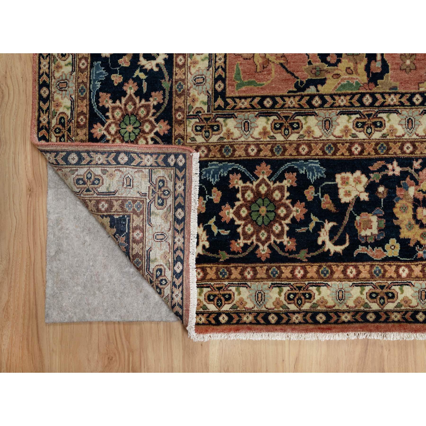 9'x12'2" Brick Red, Hand Knotted, Antiqued Fine Heriz Re-Creation with All Over Design, Denser Weave, Soft Pile, Pure Wool, Oriental Rug Sh91102