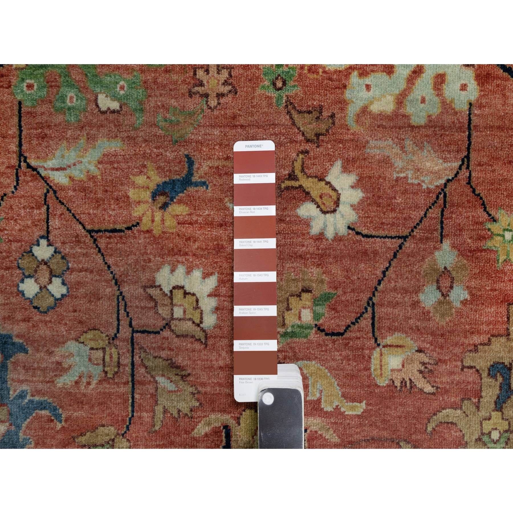 9'x12'2" Brick Red, Hand Knotted, Antiqued Fine Heriz Re-Creation with All Over Design, Denser Weave, Soft Pile, Pure Wool, Oriental Rug Sh91102