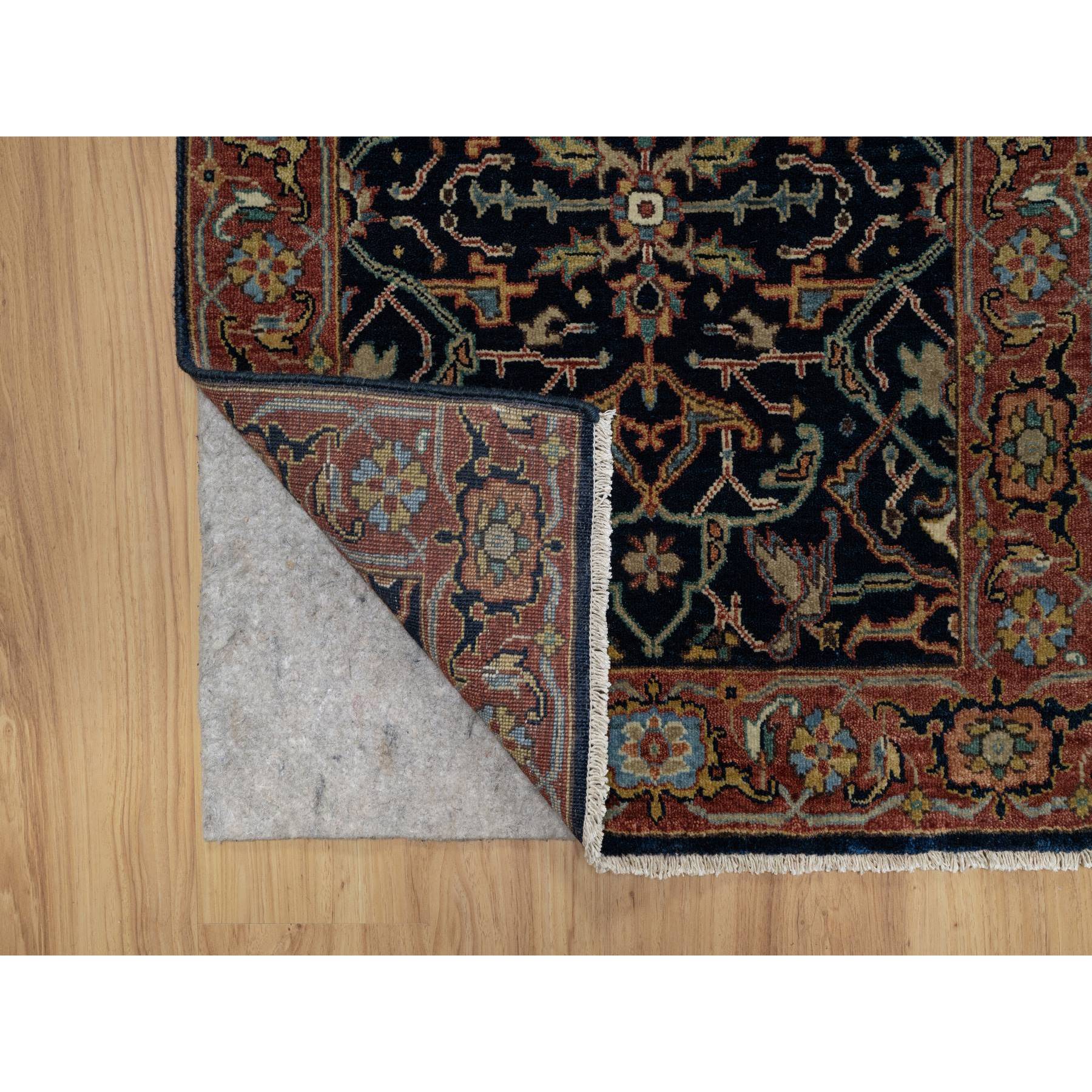 2'6"x14'1" Polo Blue, Denser Weave, Hand Knotted, Lush and Plush, Antiqued Fine Heriz Re-Creation, Soft and Velvety Wool, XL Runner, Oriental Rug Sh91115