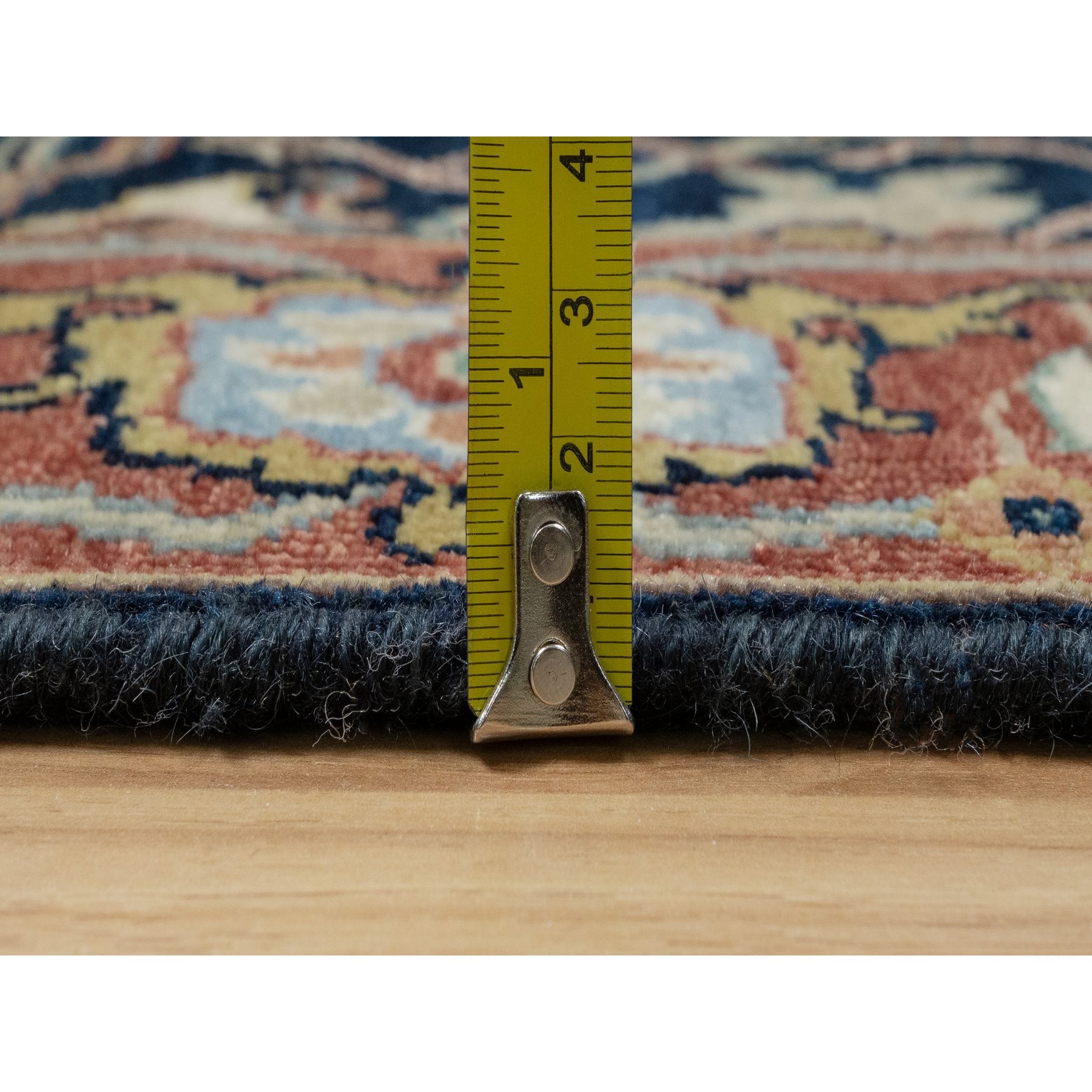 2'6"x14'1" Polo Blue, Denser Weave, Hand Knotted, Lush and Plush, Antiqued Fine Heriz Re-Creation, Soft and Velvety Wool, XL Runner, Oriental Rug Sh91115