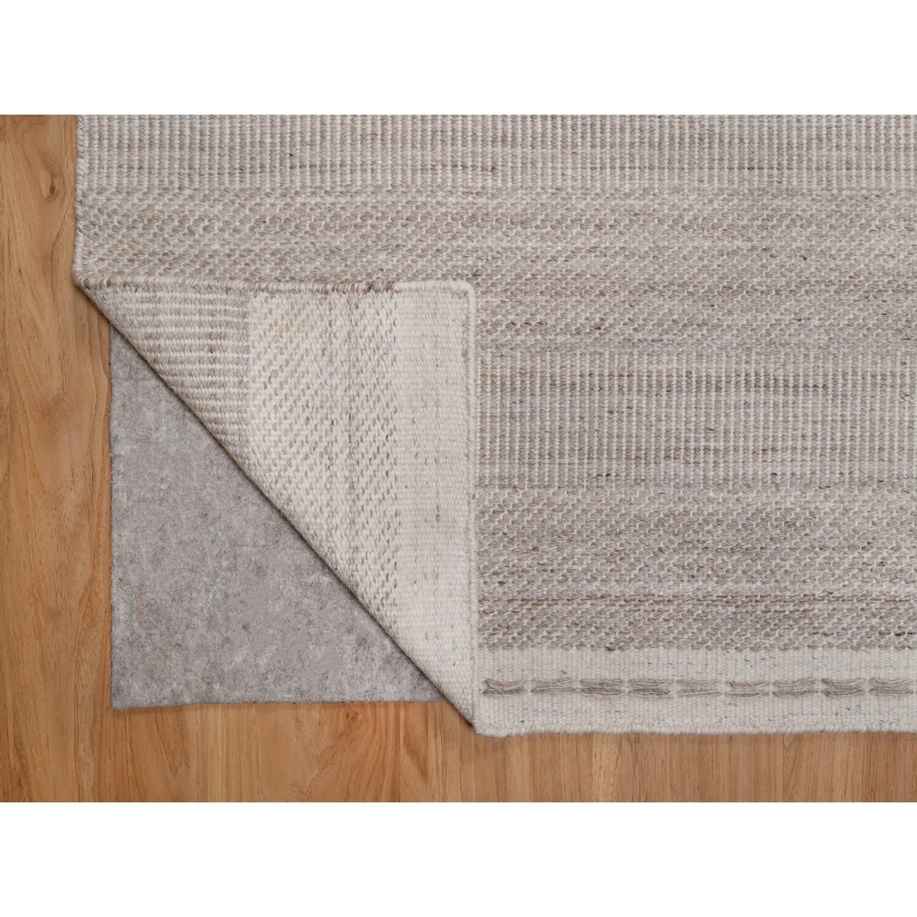 9'2"x12'2" Beaver Brown, Piled Flat Weave with Textured Grass Design, 100% Wool, Hand Woven, Oriental Rug Sh91119