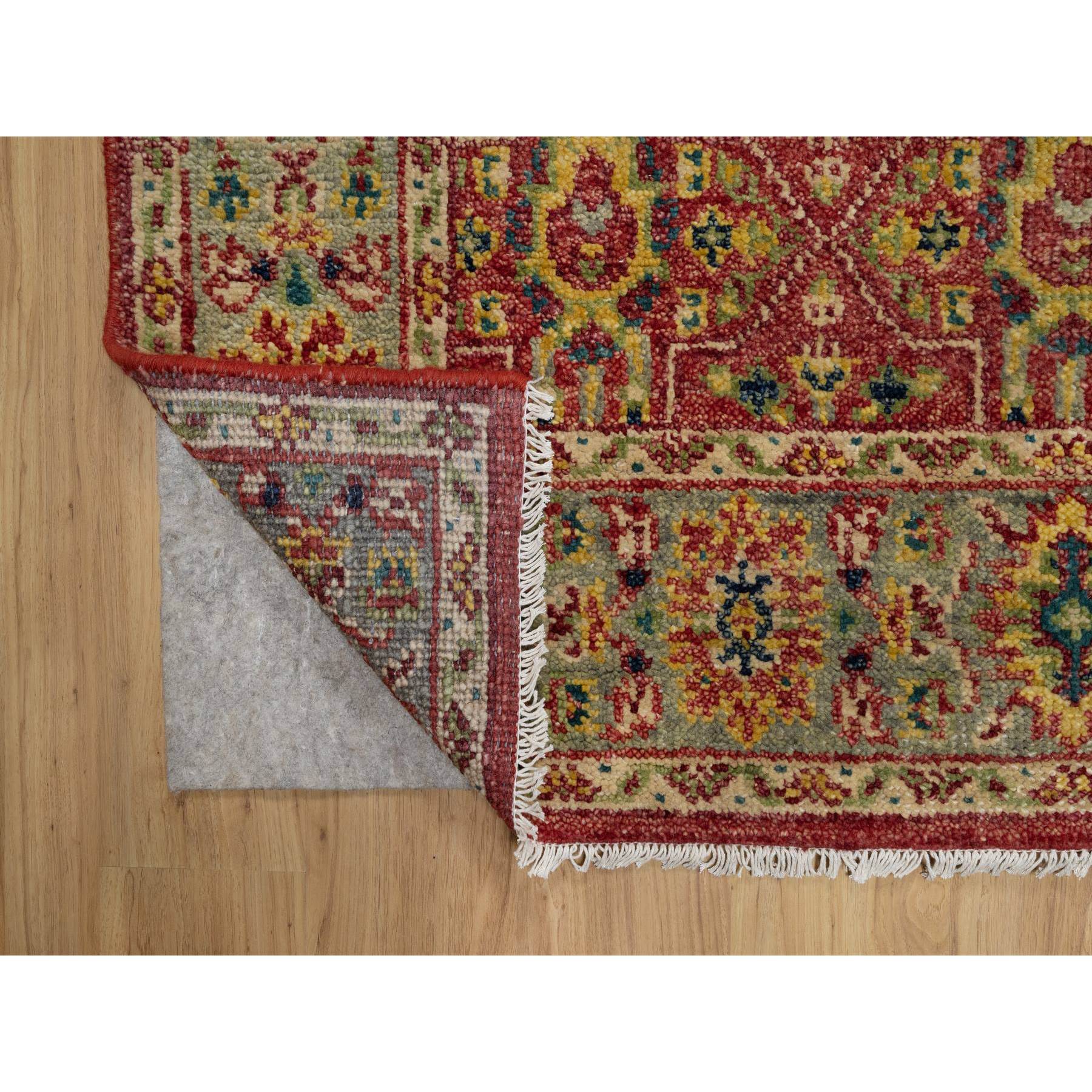 6'x8'10" Savvy Red, Antiqued Oushak Reimagined with Repetitive Star and Rosette Design, Sheared Low, 100% Wool, Hand Knotted, Oriental Rug Sh91132