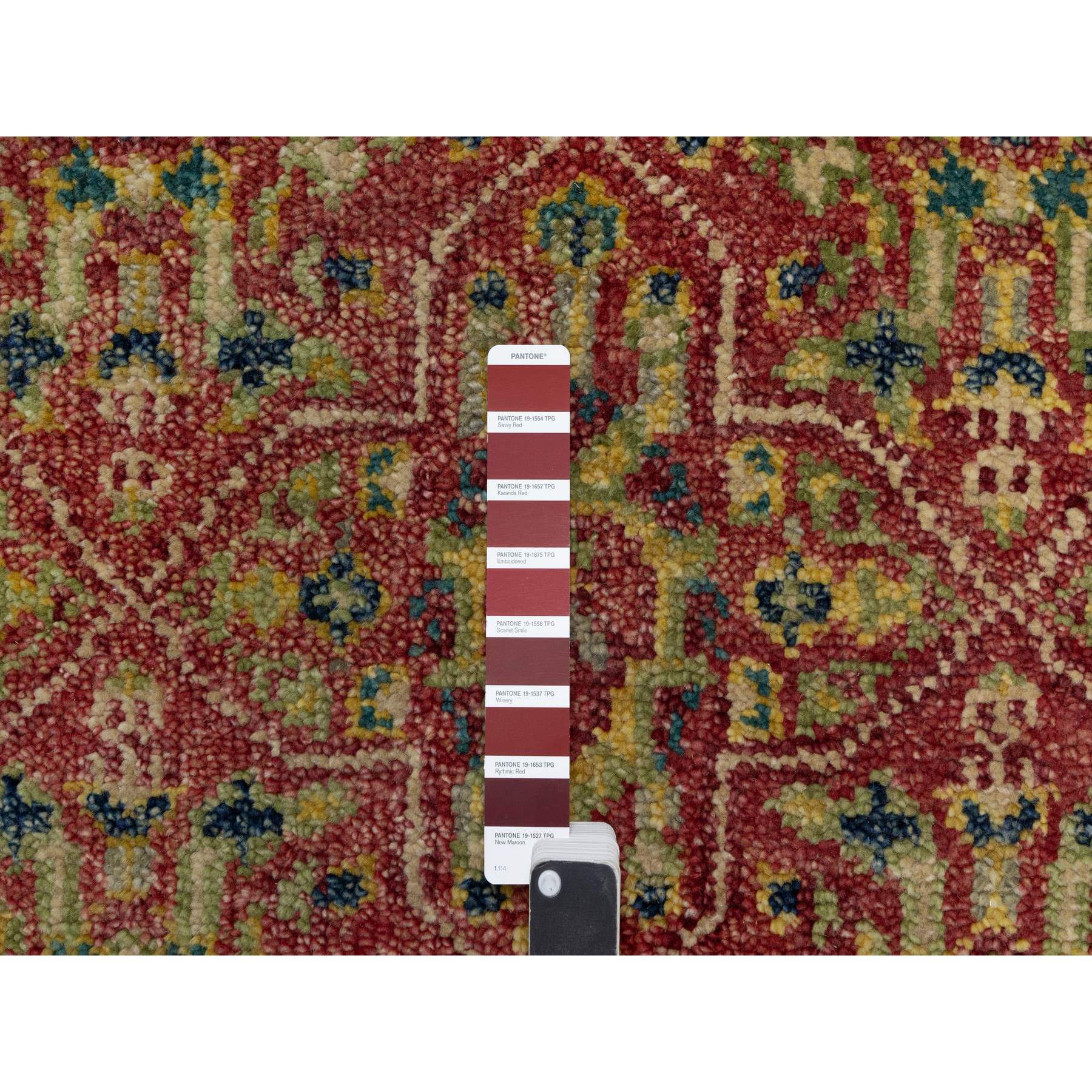 6'x8'10" Savvy Red, Antiqued Oushak Reimagined with Repetitive Star and Rosette Design, Sheared Low, 100% Wool, Hand Knotted, Oriental Rug Sh91132