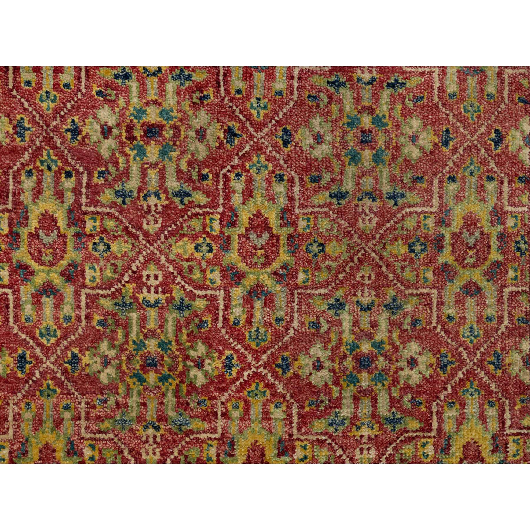 6'x8'10" Savvy Red, Antiqued Oushak Reimagined with Repetitive Star and Rosette Design, Sheared Low, 100% Wool, Hand Knotted, Oriental Rug Sh91132