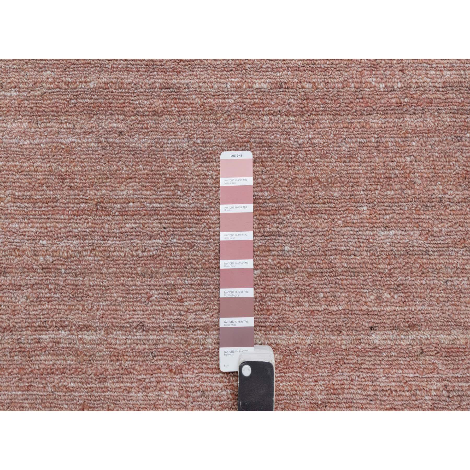 8'2"x10'1" Cedar Wood Pink, Plain Modern Striae Design, Hand Loomed, Soft to the Touch Pile, Pure Wool, Oriental Rug Sh91197