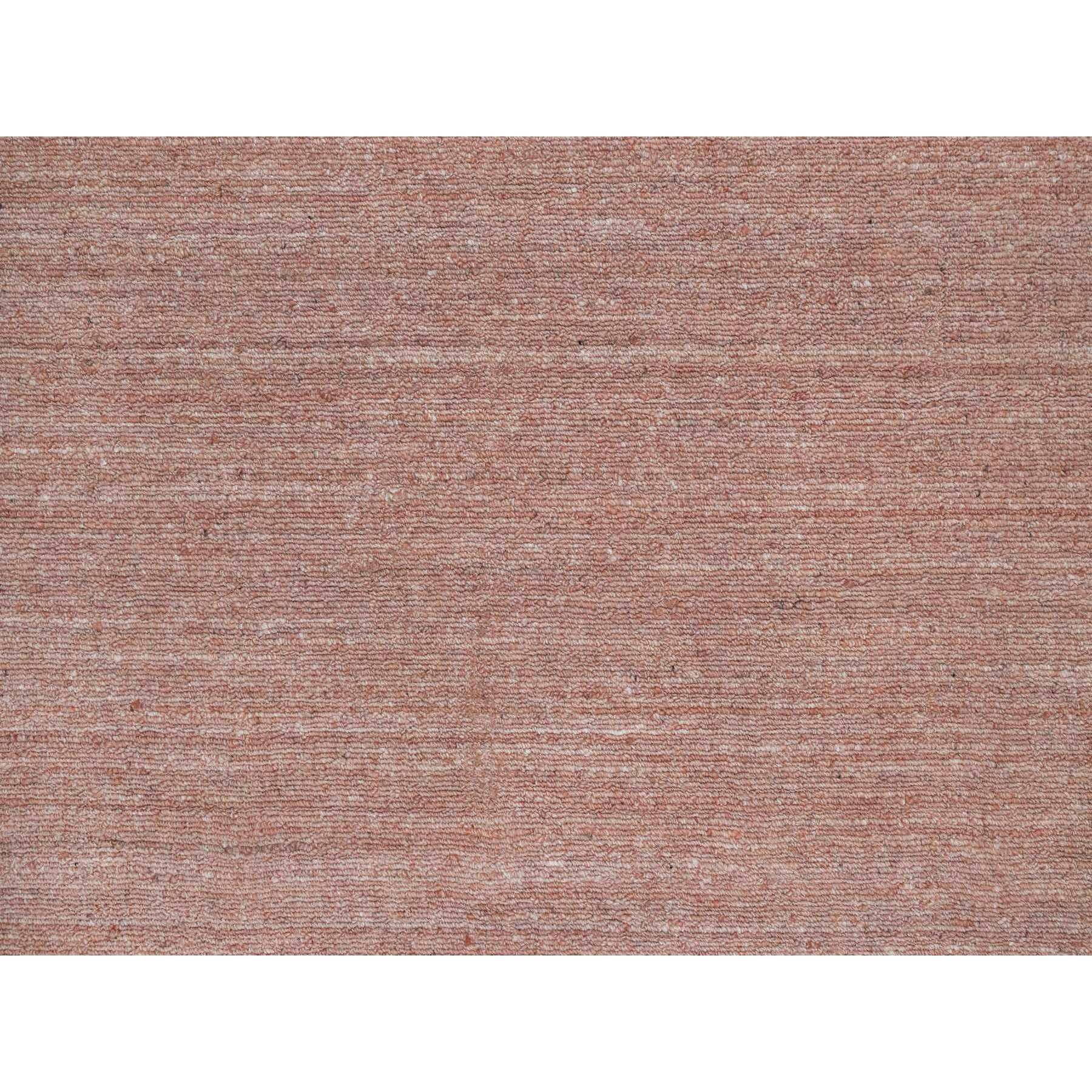 8'2"x10'1" Cedar Wood Pink, Plain Modern Striae Design, Hand Loomed, Soft to the Touch Pile, Pure Wool, Oriental Rug Sh91197