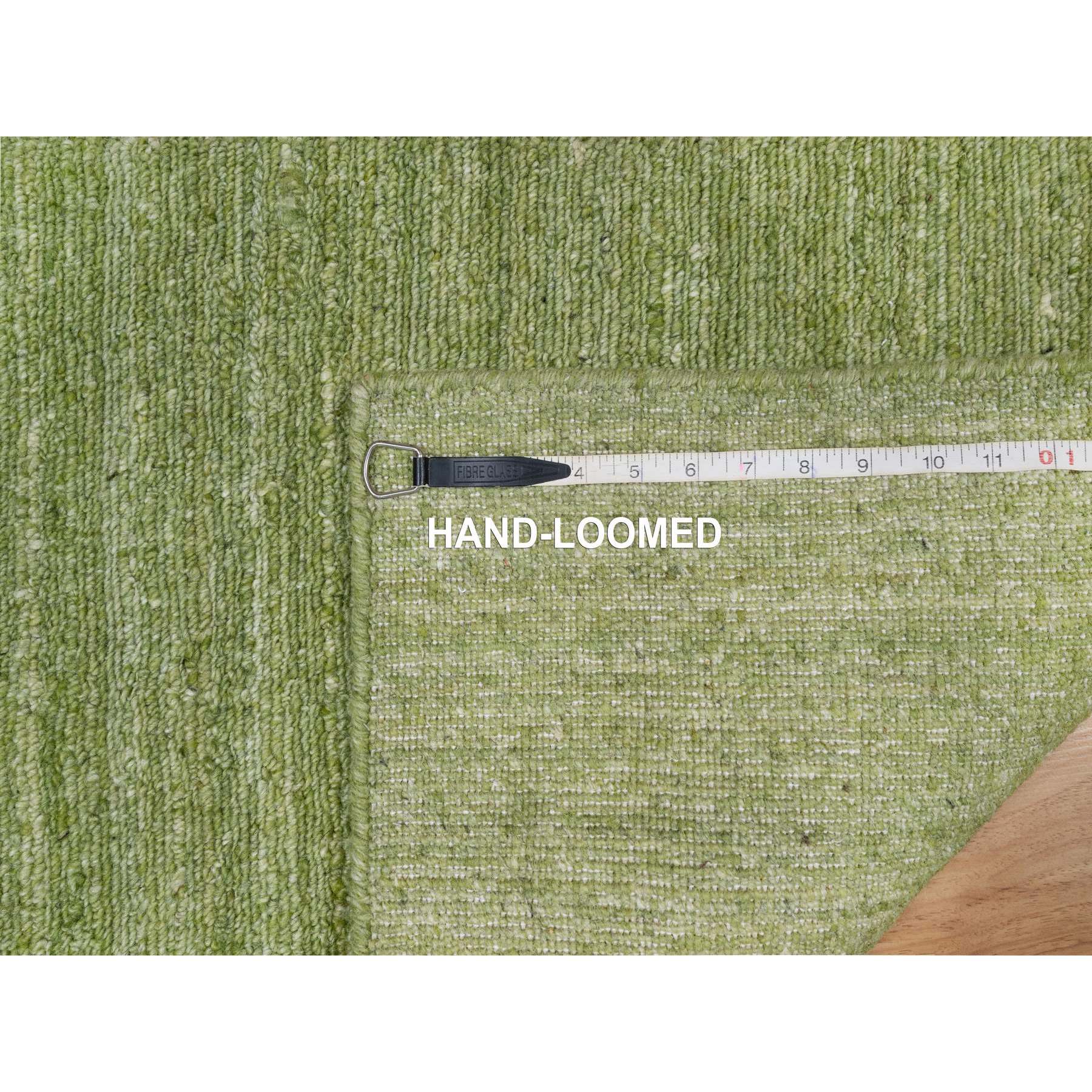 2'1"x3' Avocado Green, Tone on Tone, Plain Modern Striae Design, Soft Pile, Pure Wool, Hand Loomed, Mat, Oriental Rug Sh91200