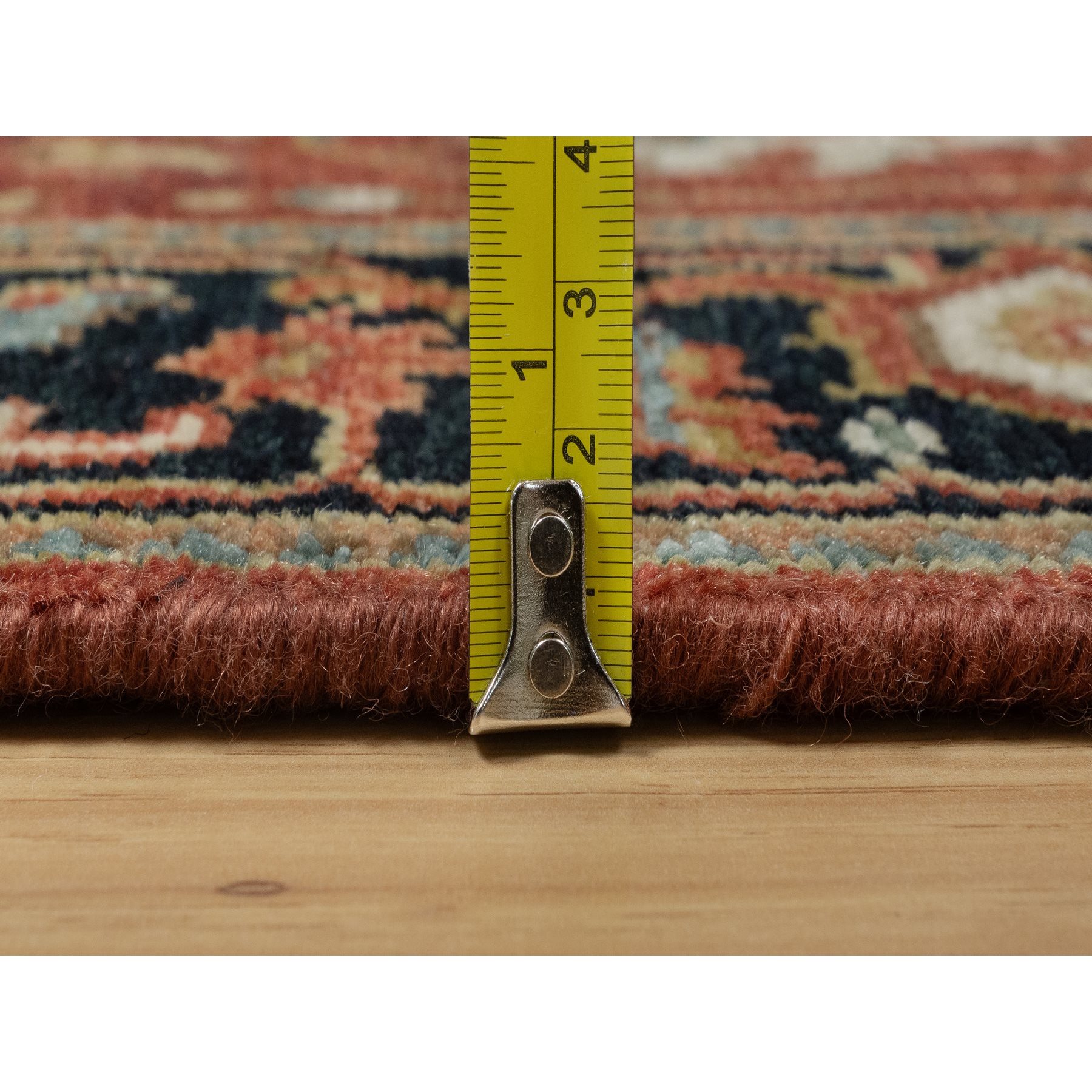 2'6"x12'2" Chili Red, Hand Knotted, Heriz Revival with Medallion Design, Denser Weave, Hand Spun New Zealand Wool, Runner, Oriental Rug Sh91226