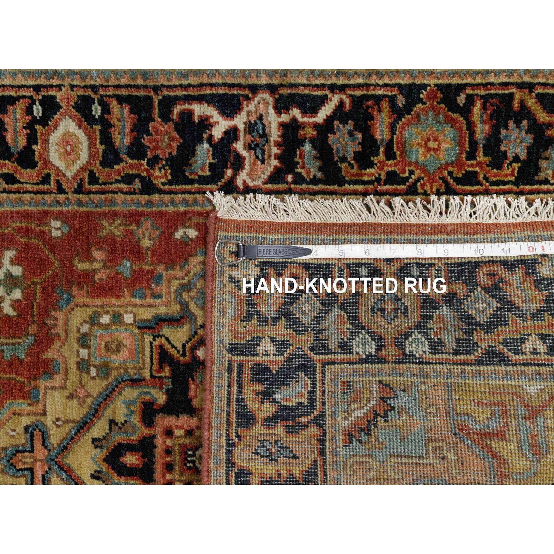 2'6"x12'2" Chili Red, Hand Knotted, Heriz Revival with Medallion Design, Denser Weave, Hand Spun New Zealand Wool, Runner, Oriental Rug Sh91226