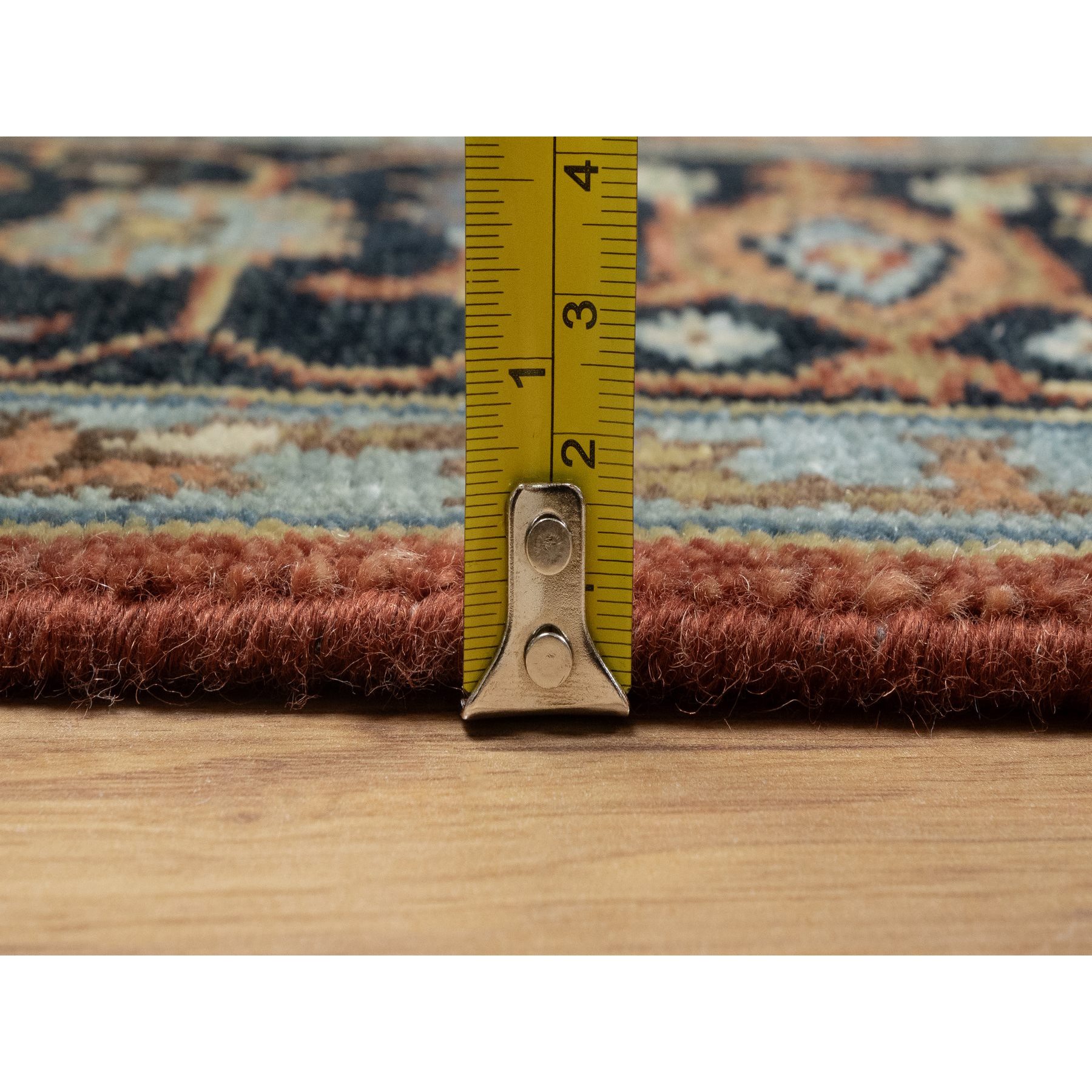4'1"x6'1" Scarlet Red, Densely Woven, Heriz Revival with Medallion Design, Hand Spun New Zealand Wool, Hand Knotted, Oriental Rug Sh91233