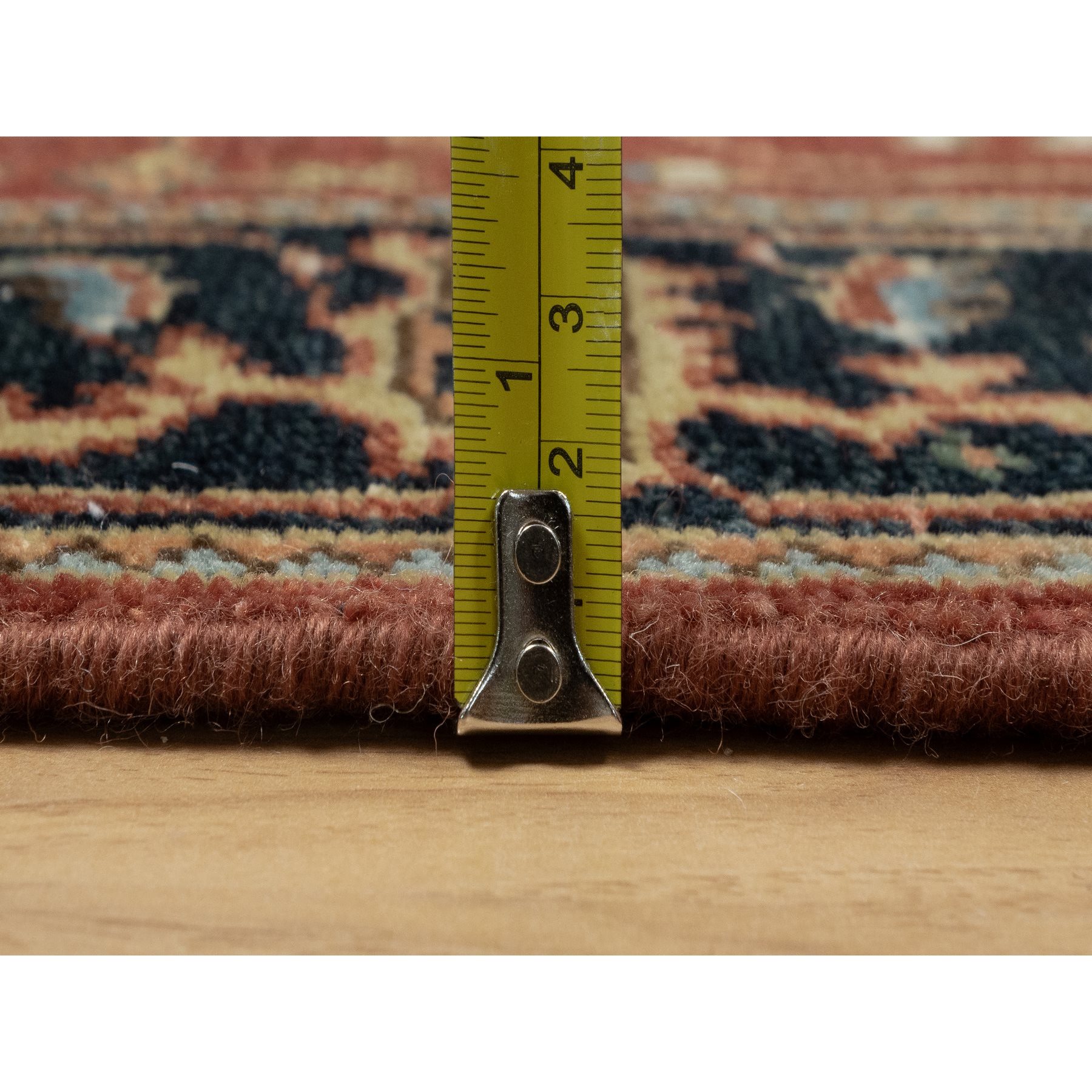 2'9"x6' Ruby Red, Heriz Revival with Medallion Design, Denser Weave, Hand Spun New Zealand Wool, Hand Knotted, Runner, Oriental Rug Sh91236