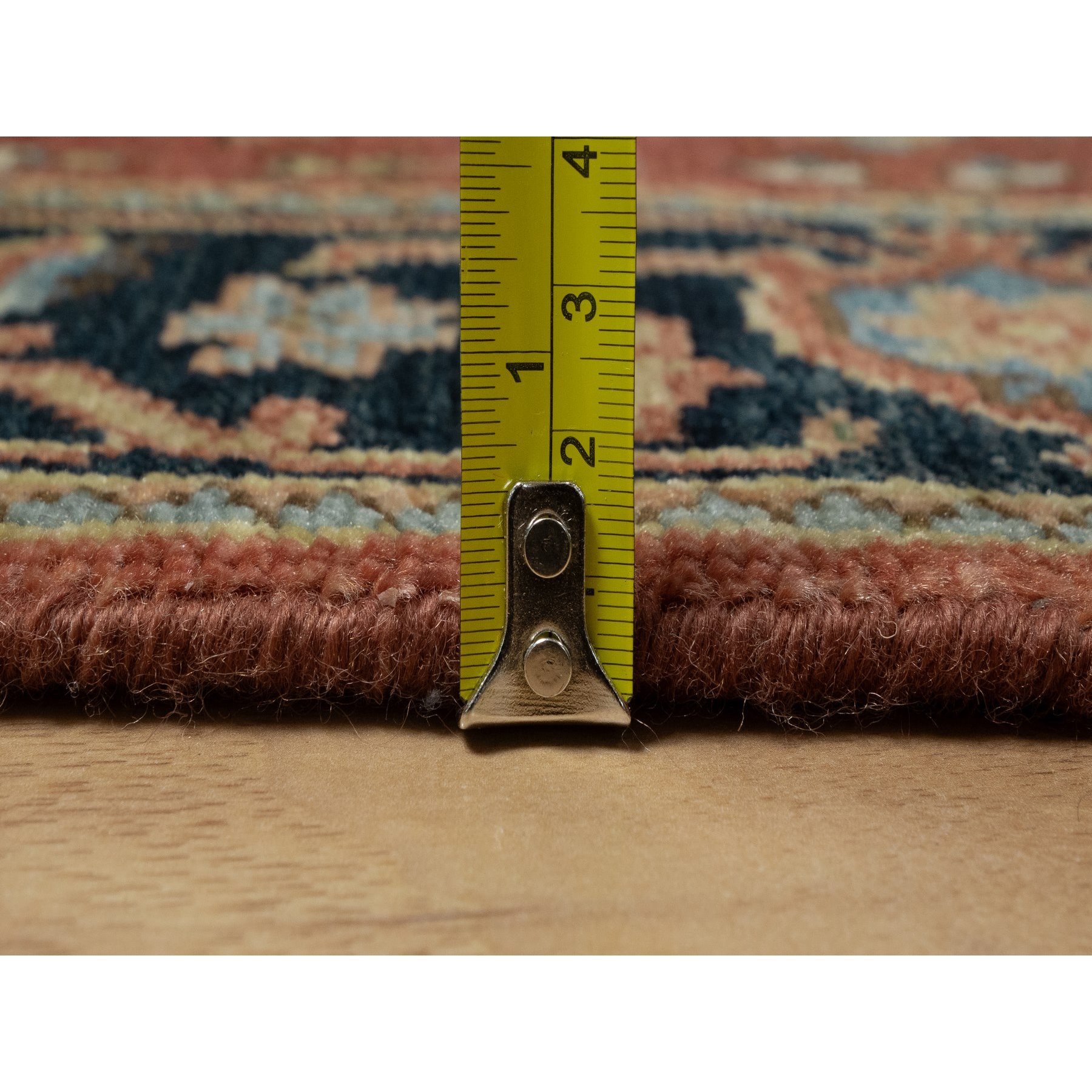 2'9"x8' Chili Red, Heriz Revival with Medallion Design, Densely Woven, Hand Spun New Zealand Wool, Hand Knotted, Runner, Oriental Rug Sh91239
