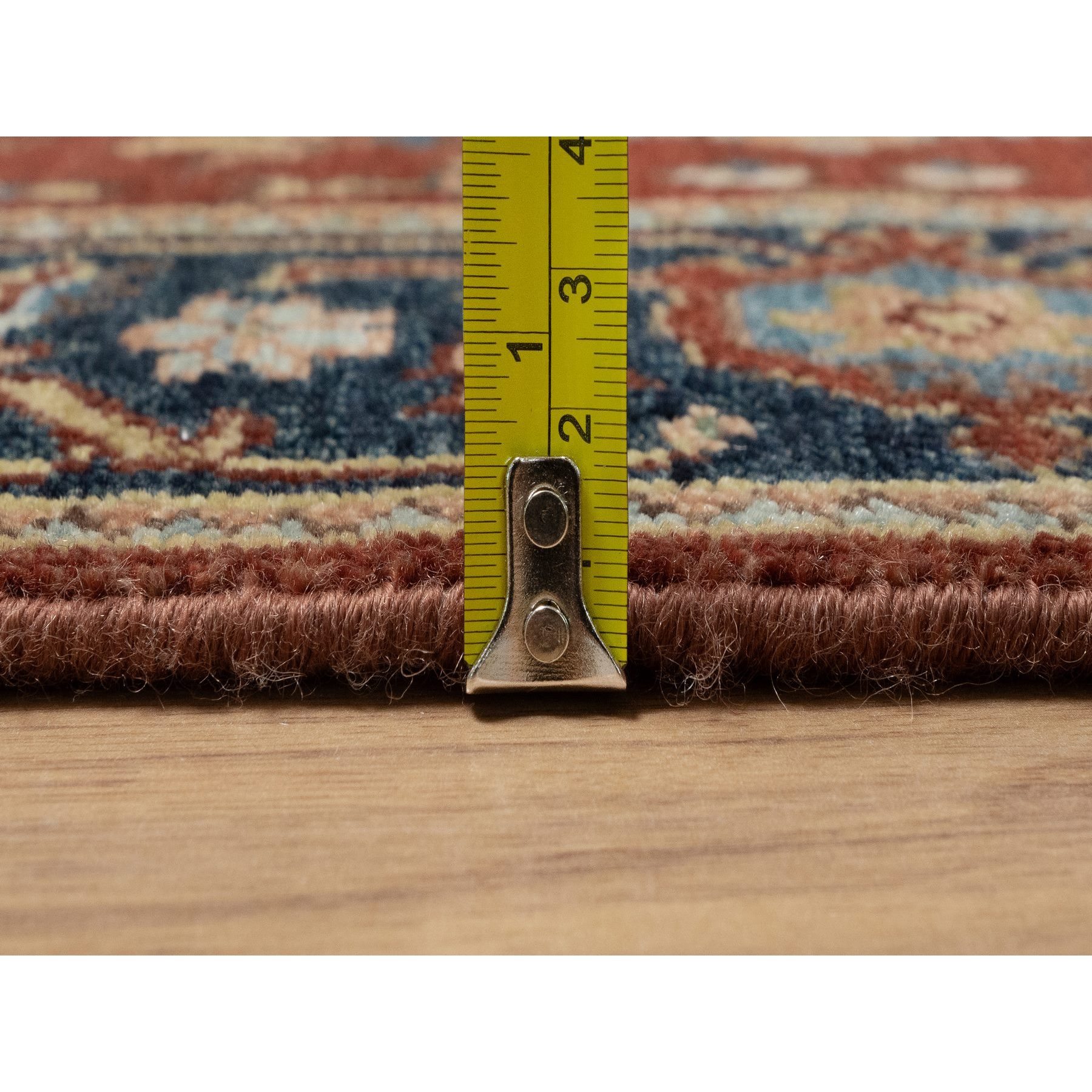 2'6"x8' Ruby Red, Hand Knotted, Heriz Revival with Medallion Design, Denser Weave, Hand Spun New Zealand Wool, Runner, Oriental Rug Sh91240