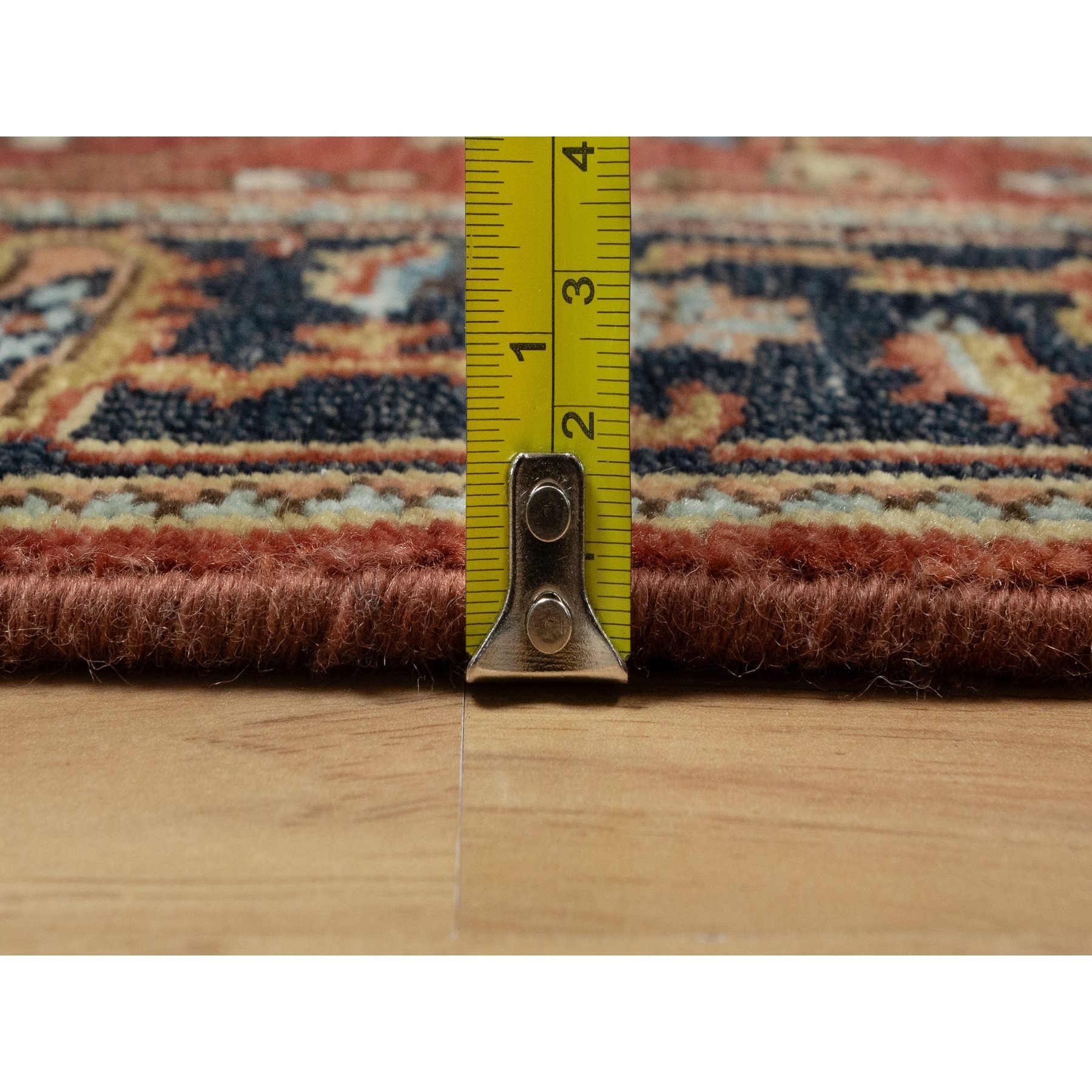 2'8"x8' Auburn Red, Hand Knotted, Densely Woven, Heriz Revival with Medallion Design, Hand Spun New Zealand Wool, Runner, Oriental Rug Sh91241