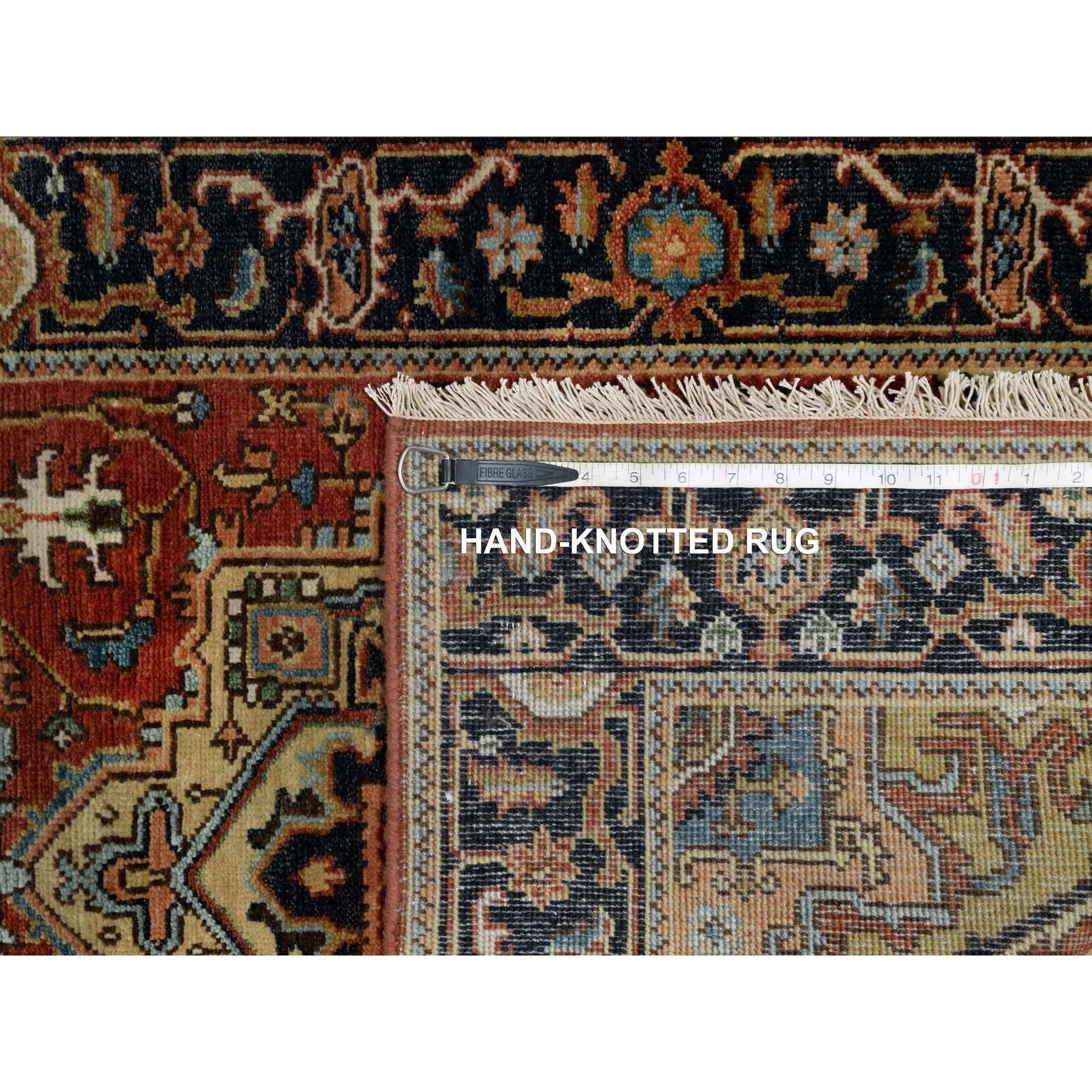 2'8"x8' Auburn Red, Hand Knotted, Densely Woven, Heriz Revival with Medallion Design, Hand Spun New Zealand Wool, Runner, Oriental Rug Sh91241