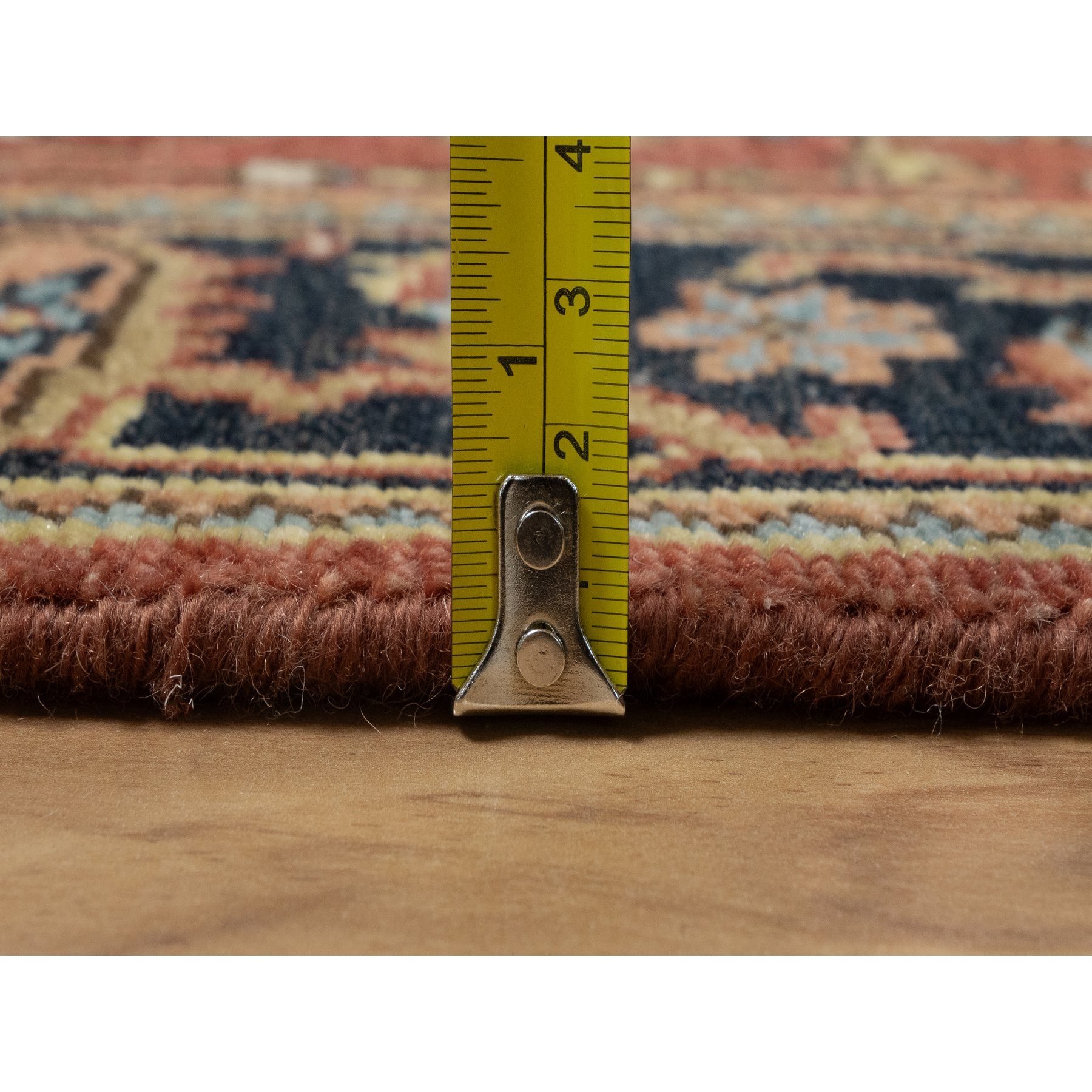 2'8"x8' Auburn Red, Heriz Revival with Medallion Design, Hand Spun New Zealand Wool, Densely Woven, Hand Knotted, Runner, Oriental Rug Sh91244
