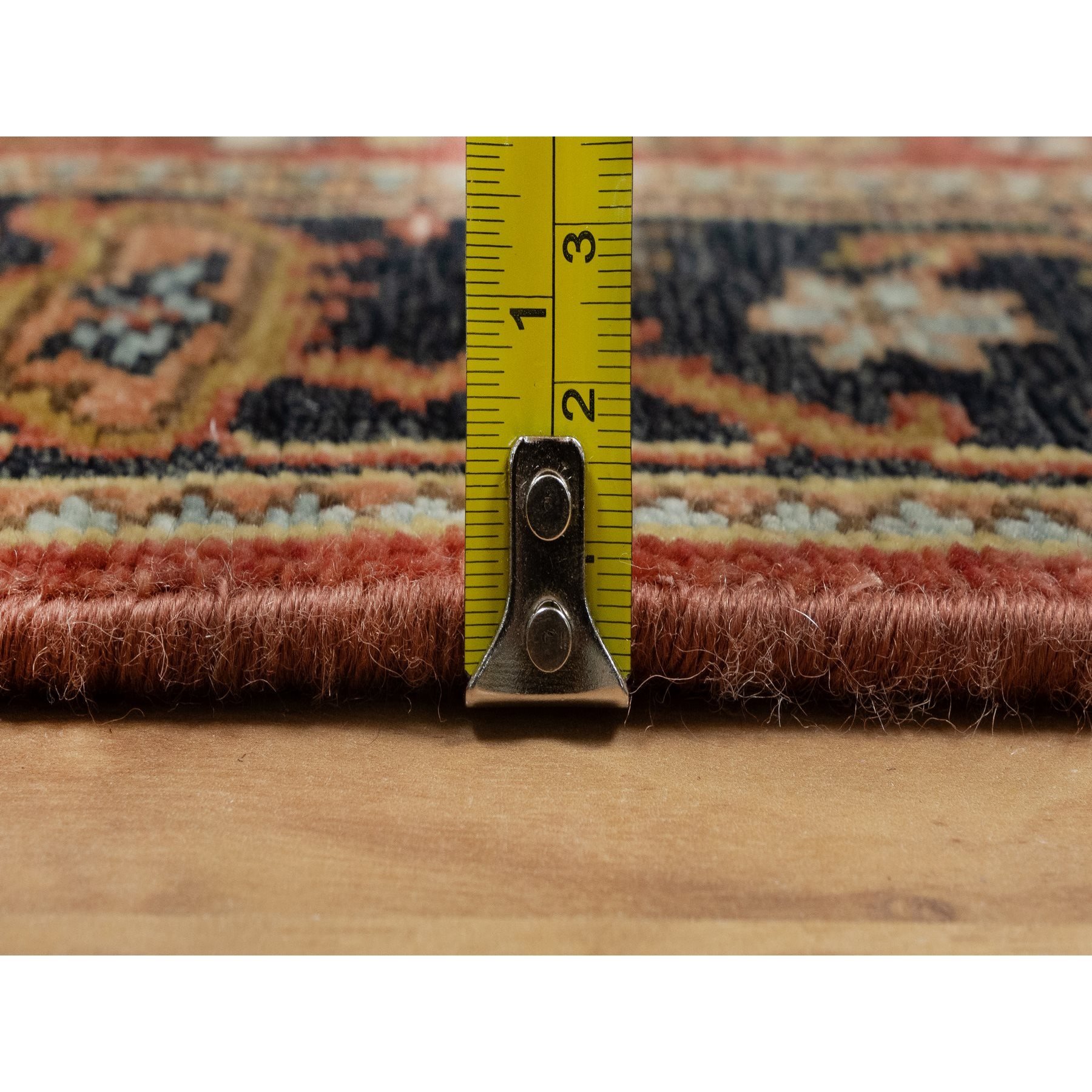 2'7"x7'10" Scarlet Red, Hand Spun New Zealand Wool, Heriz Revival with Medallion Design, Densely Woven, Hand Knotted, Runner, Oriental Rug Sh91246