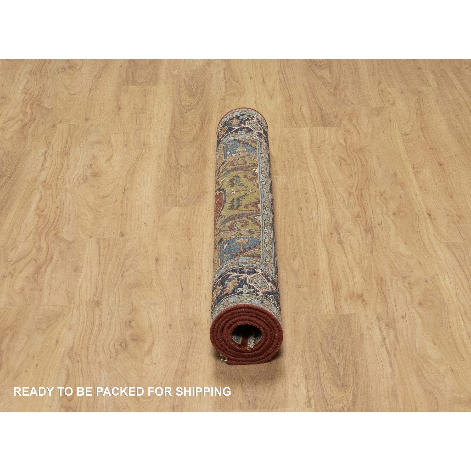 4'3"x6'2" Barn Red, Heriz Revival with Medallion Design, Denser Weave, Hand Spun New Zealand Wool, Hand Knotted, Oriental Rug Sh91249