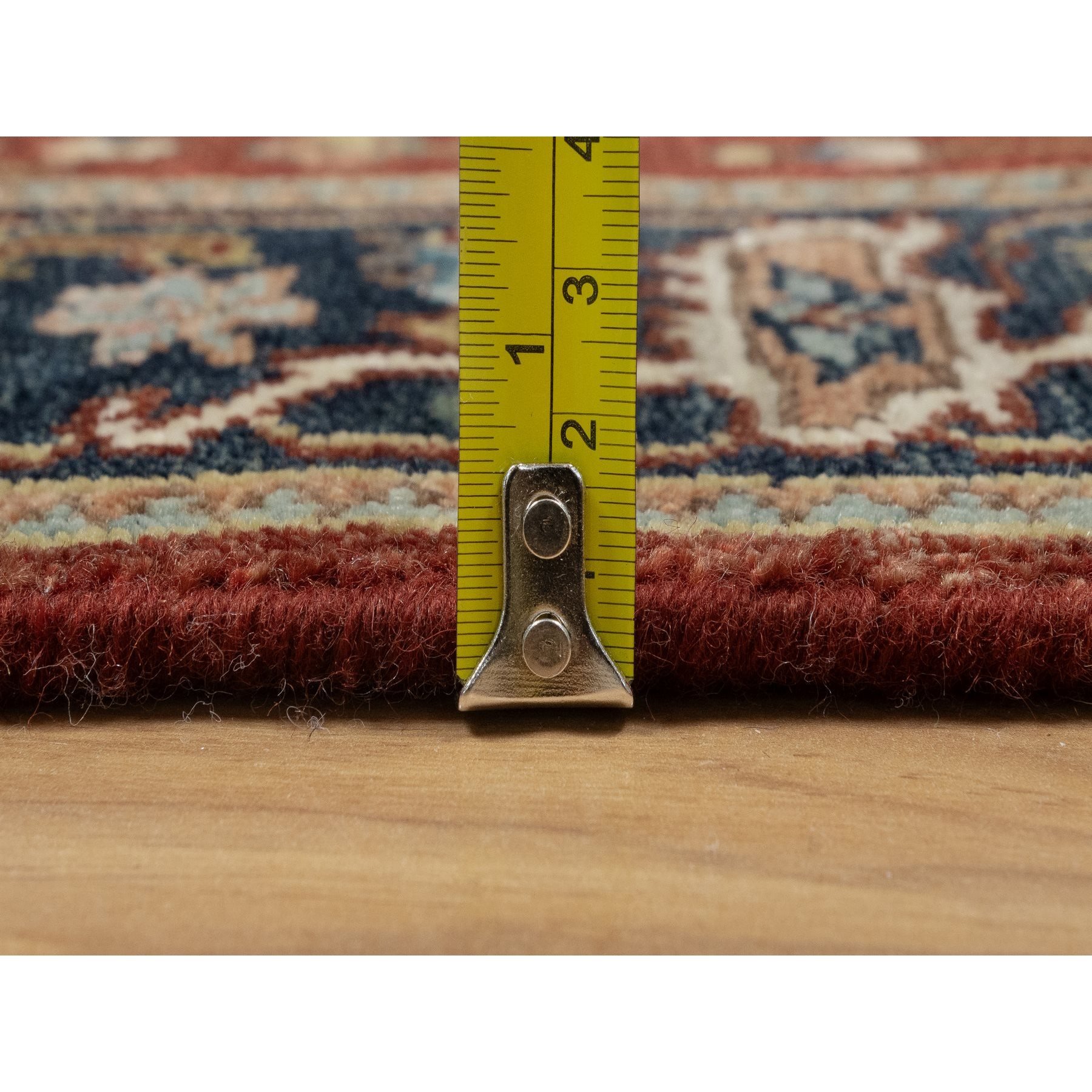 2'9"x10' Auburn Red, Heriz Revival with Medallion Design, Denser Weave, Hand Spun New Zealand Wool, Hand Knotted, Runner, Oriental Rug Sh91254