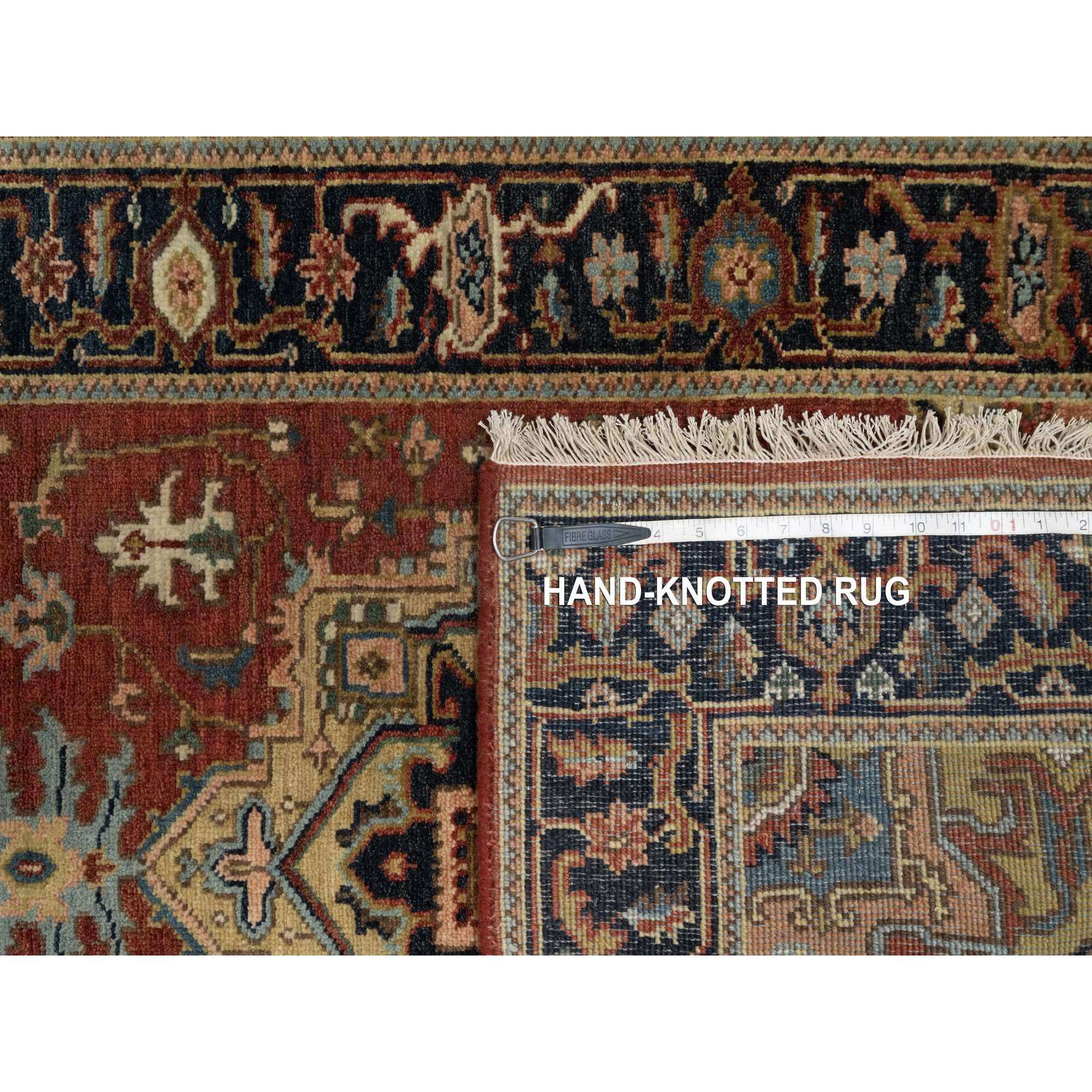 2'9"x10' Auburn Red, Heriz Revival with Medallion Design, Denser Weave, Hand Spun New Zealand Wool, Hand Knotted, Runner, Oriental Rug Sh91254