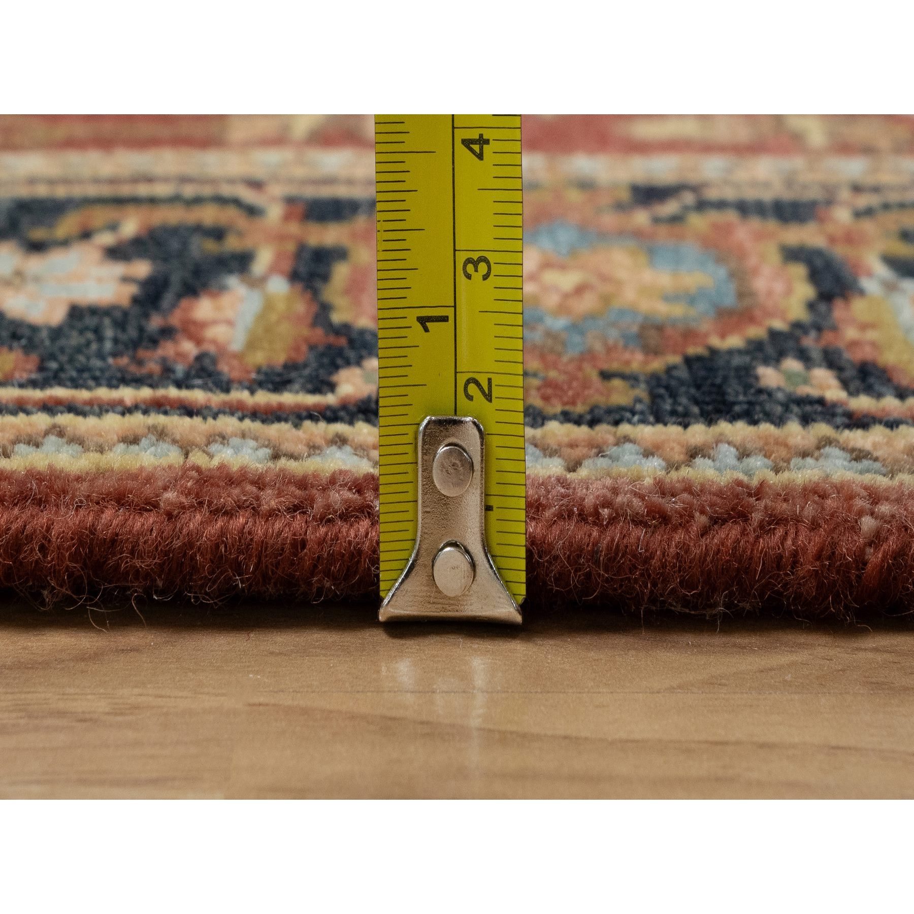 2'9"x6' Chili Red, Denser Weave, Heriz Revival with Medallion Design, Hand Spun New Zealand Wool, Hand Knotted, Runner, Oriental Rug Sh91262