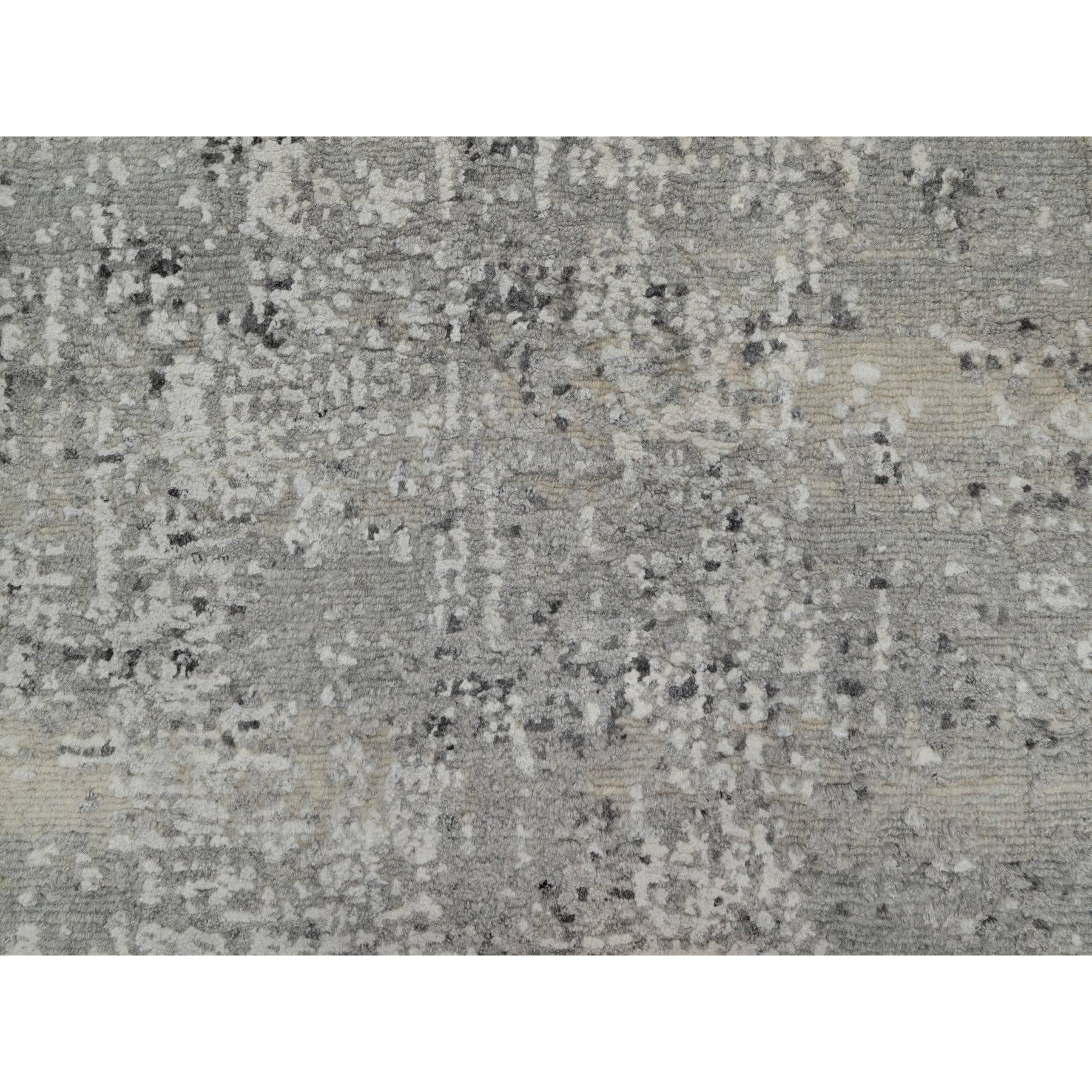 2'x3' Battleship Gray, Tone on Tone, Modern Design, Hand Spun Undyed Natural Wool, Hand Knotted, Mat, Oriental Rug Sh91271