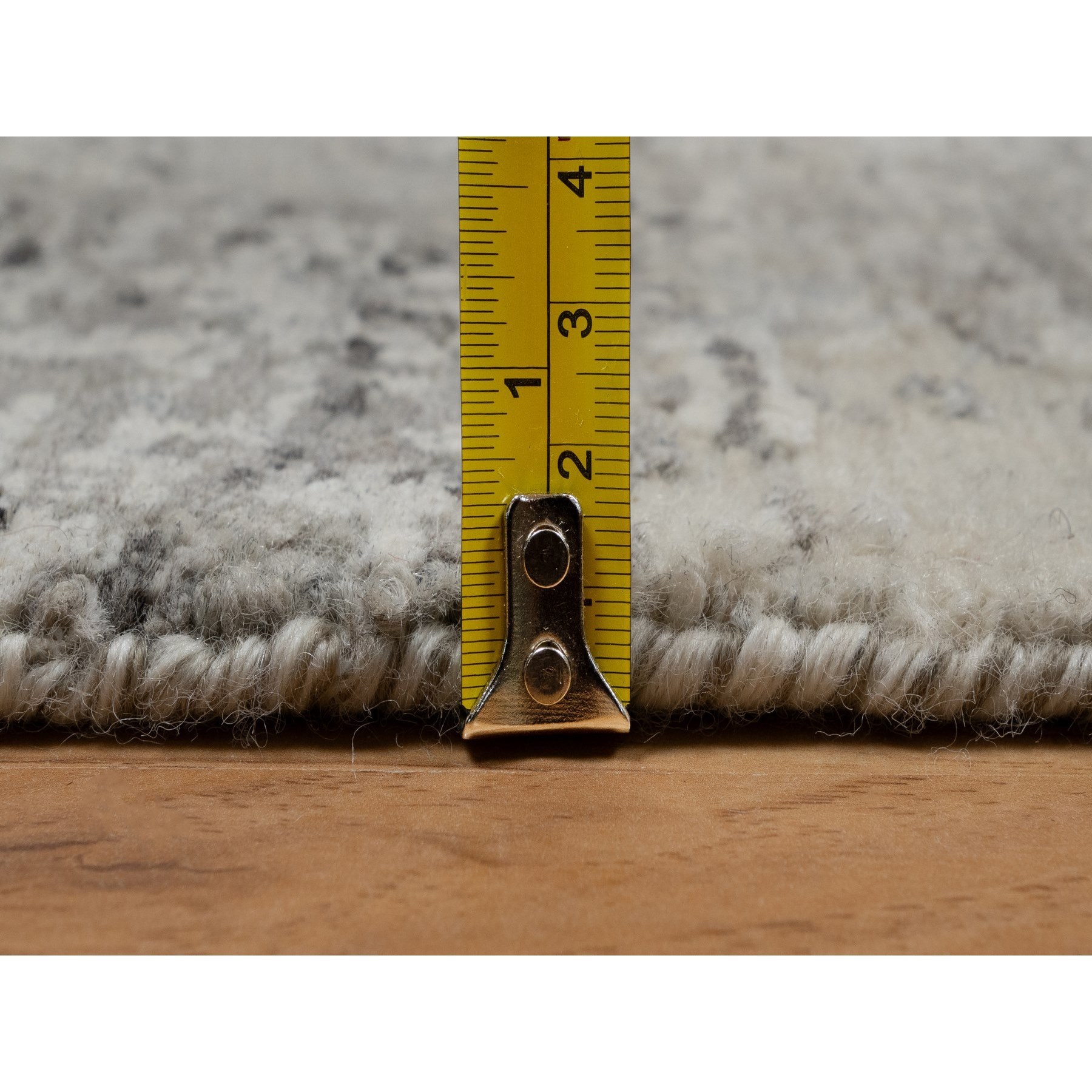 2'x3' Fossil Gray, Hand Spun Undyed Natural Wool, Hand Knotted, Modern Design, Tone on Tone, Mat, Oriental Rug Sh91276