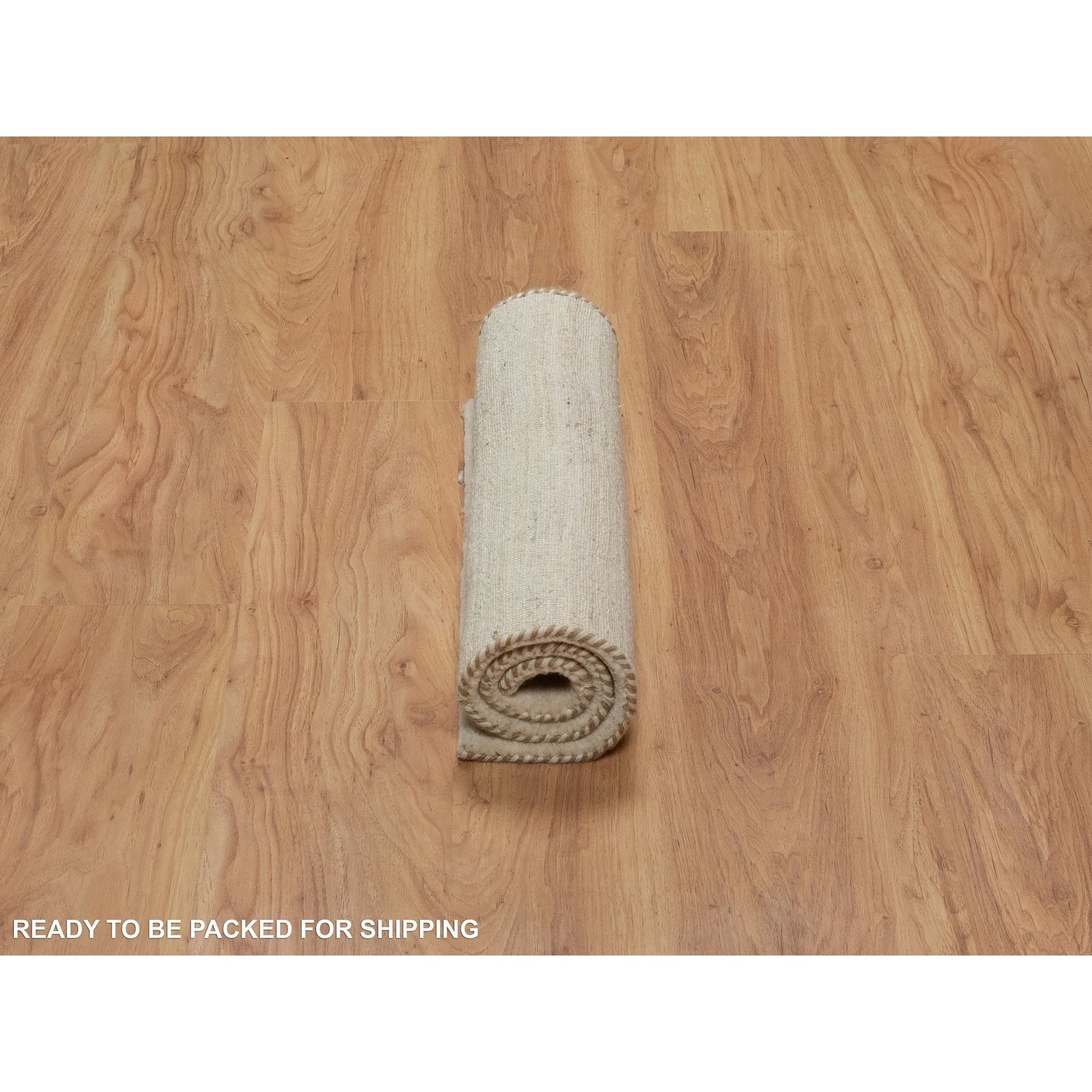 2'x3' Bone White, Thick and Plush, Modern, Plain Design, Lori Buft Gabbeh, Pure Wool, Hand Knotted, Mat, Oriental Rug Sh91295