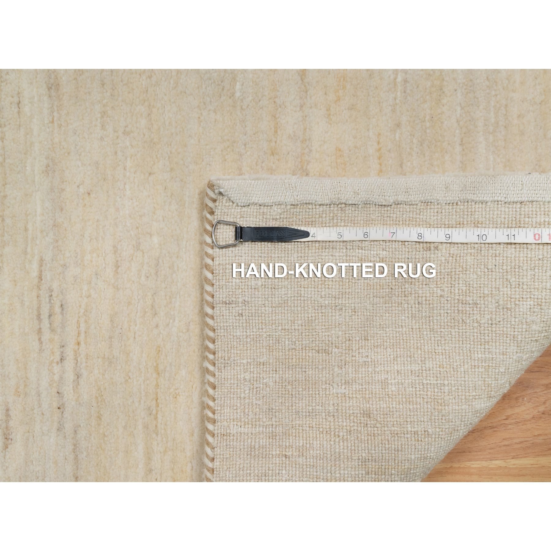 2'x3' Bone White, Thick and Plush, Modern, Plain Design, Lori Buft Gabbeh, Pure Wool, Hand Knotted, Mat, Oriental Rug Sh91295