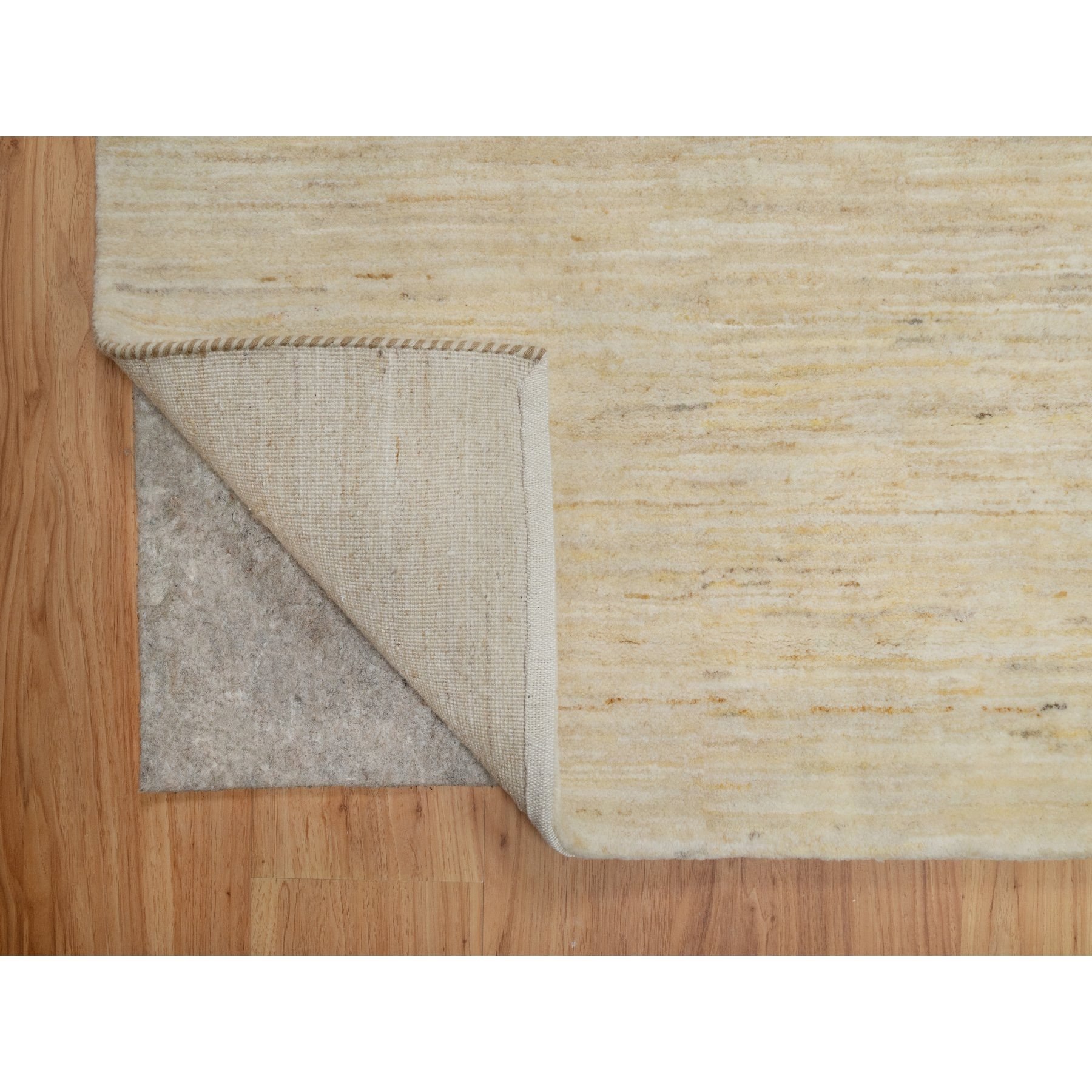 6'3"x9'9" Parchment White, Modern, Plain Design, Lori Buft Gabbeh, Thick and Plush, Pure Wool, Hand Knotted, Oriental Rug Sh91297