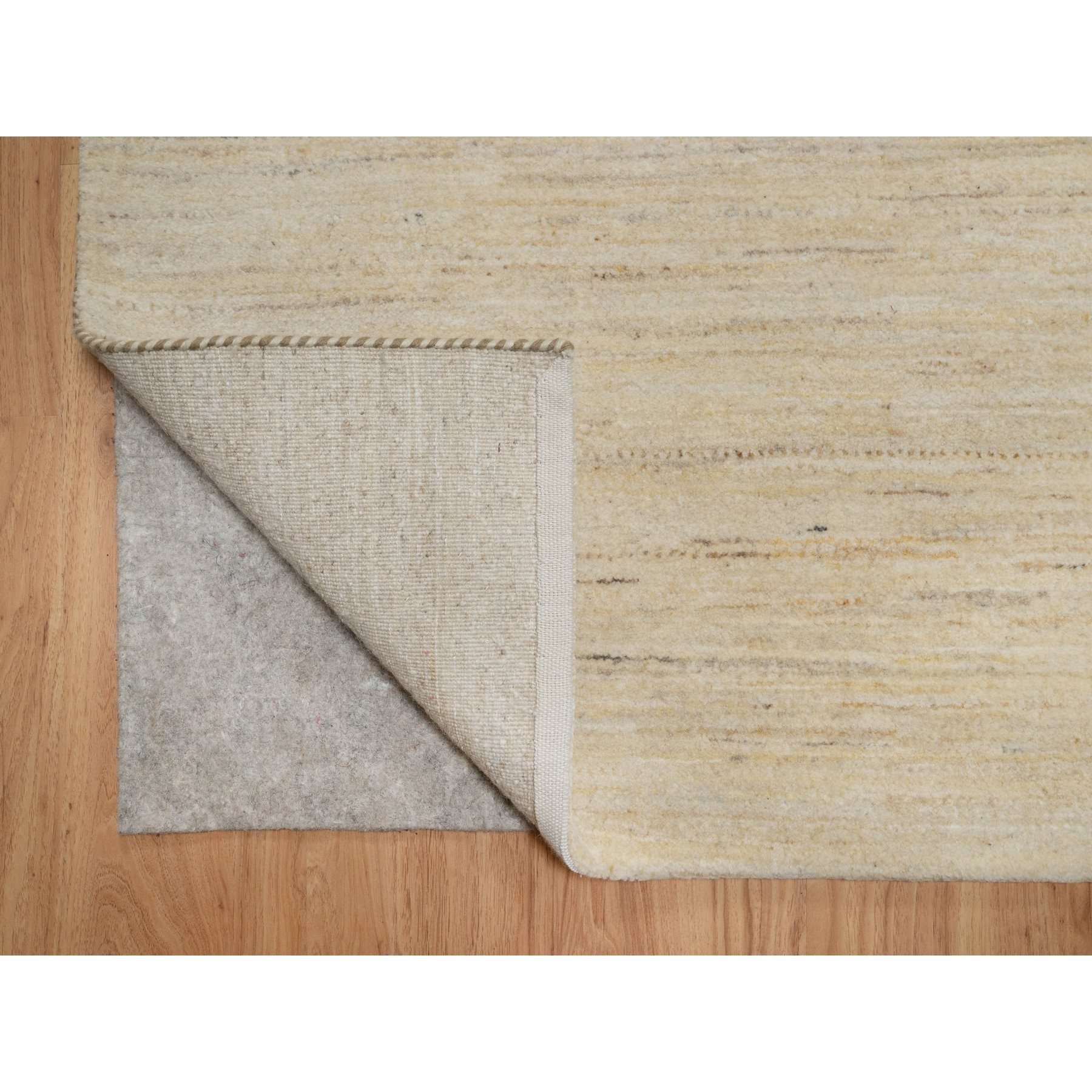 6'x11'10" Swan White, Pure Wool, Modern, Plain Design, Lori Buft Gabbeh, Thick and Plush, Hand Knotted, Gallery Size, Wide Runner, Oriental Rug Sh91298