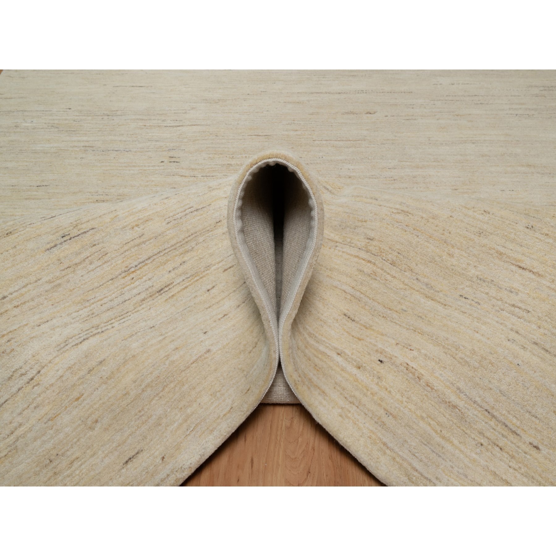 6'x11'10" Swan White, Pure Wool, Modern, Plain Design, Lori Buft Gabbeh, Thick and Plush, Hand Knotted, Gallery Size, Wide Runner, Oriental Rug Sh91298