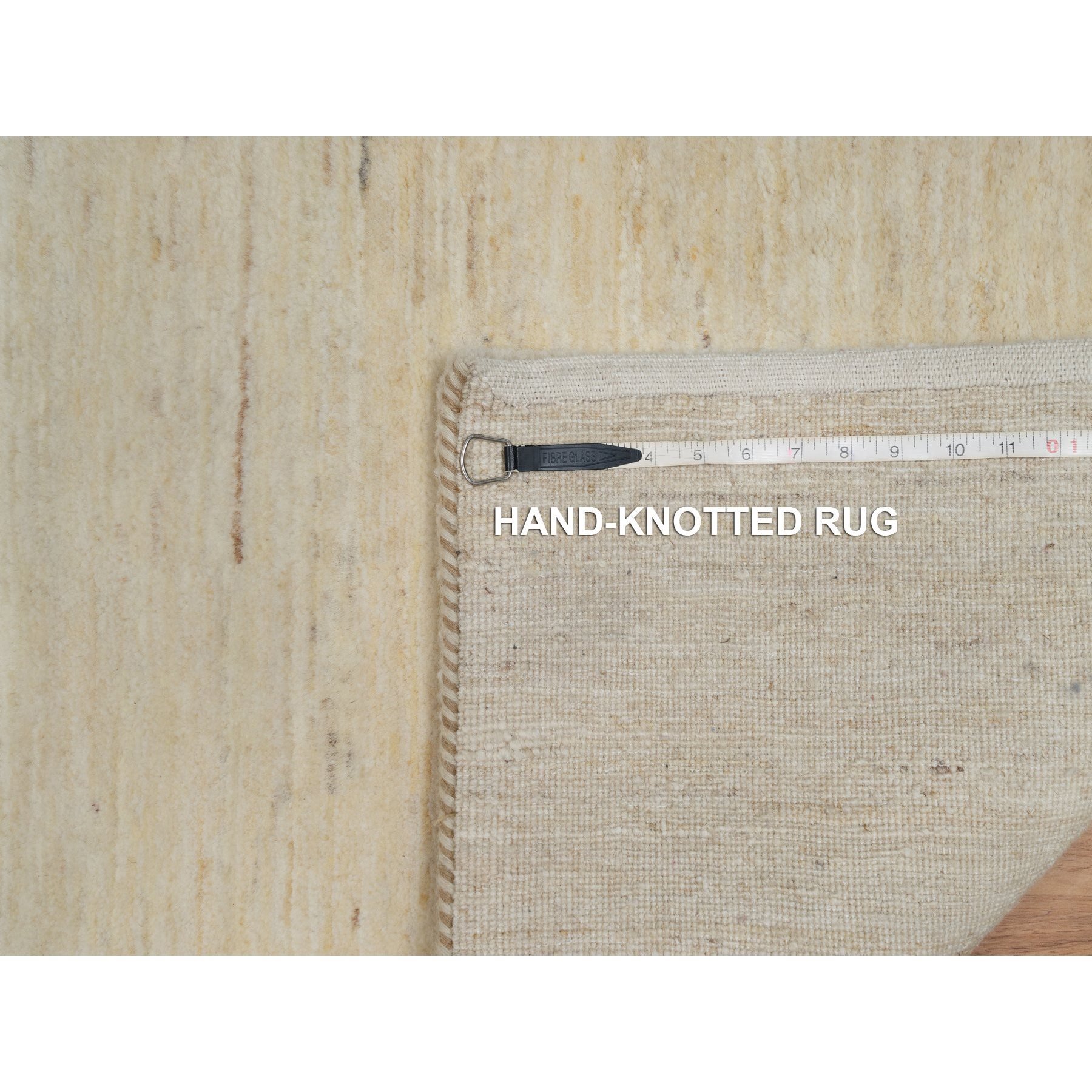 2'4"x11'4" Bone White, Plain Design, Lori Buft Gabbeh, Thick and Plush, Pure Wool, Modern, Hand Knotted, Runner, Oriental Rug Sh91299