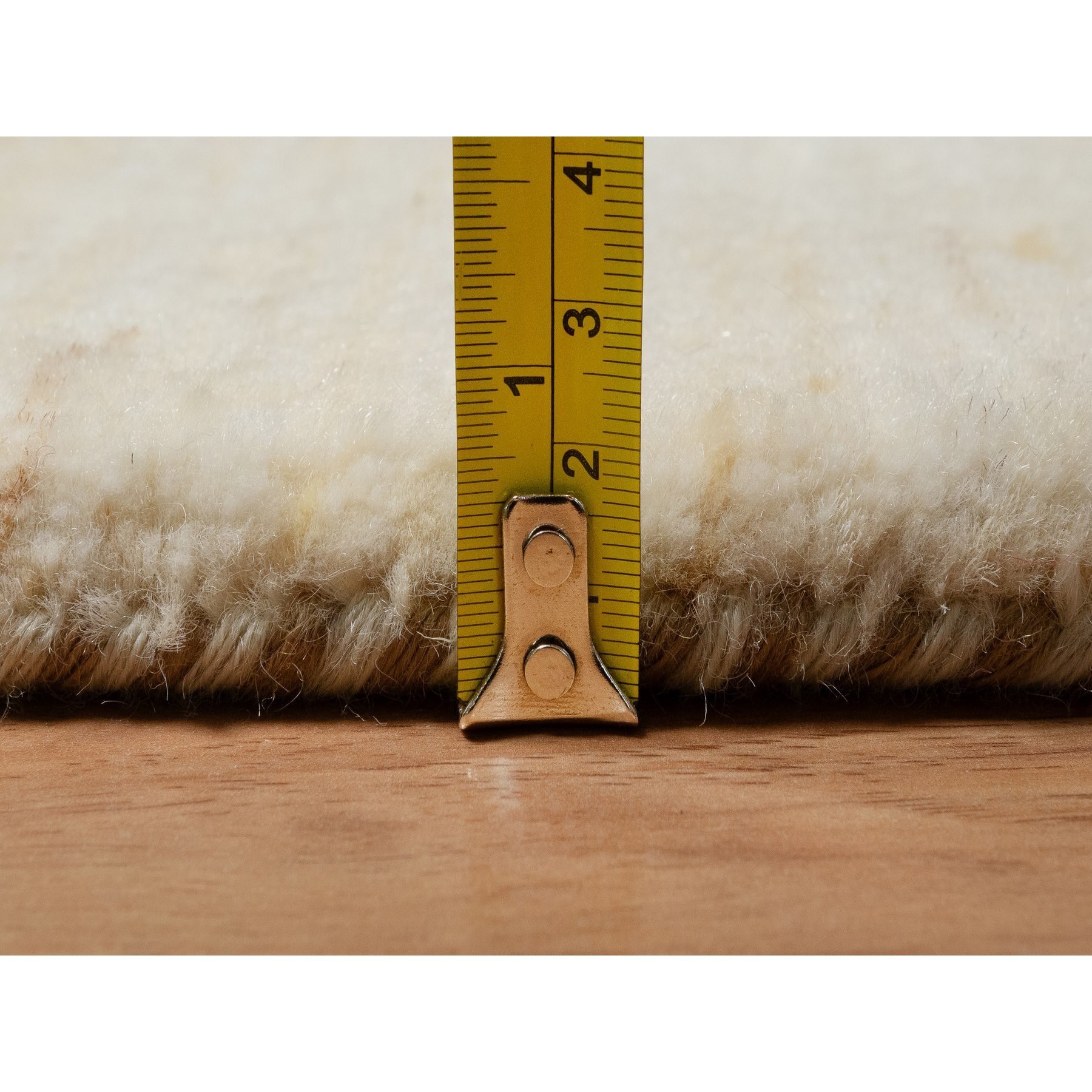 2'4"x11'5" Parchment White, Thick and Plush, Modern, Plain Design, Lori Buft Gabbeh, Pure Wool, Hand Knotted, Runner, Oriental Rug Sh91301