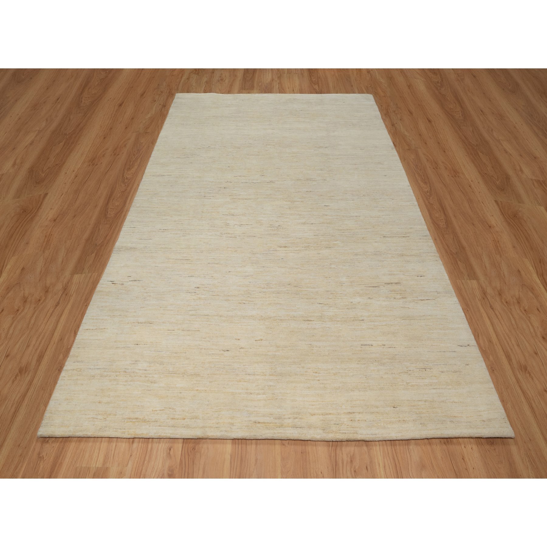 6'4"x9'9" Swan White, Modern, Plain Design, Lori Buft Gabbeh, Thick and Plush, Pure Wool, Hand Knotted, Oriental Rug Sh91302