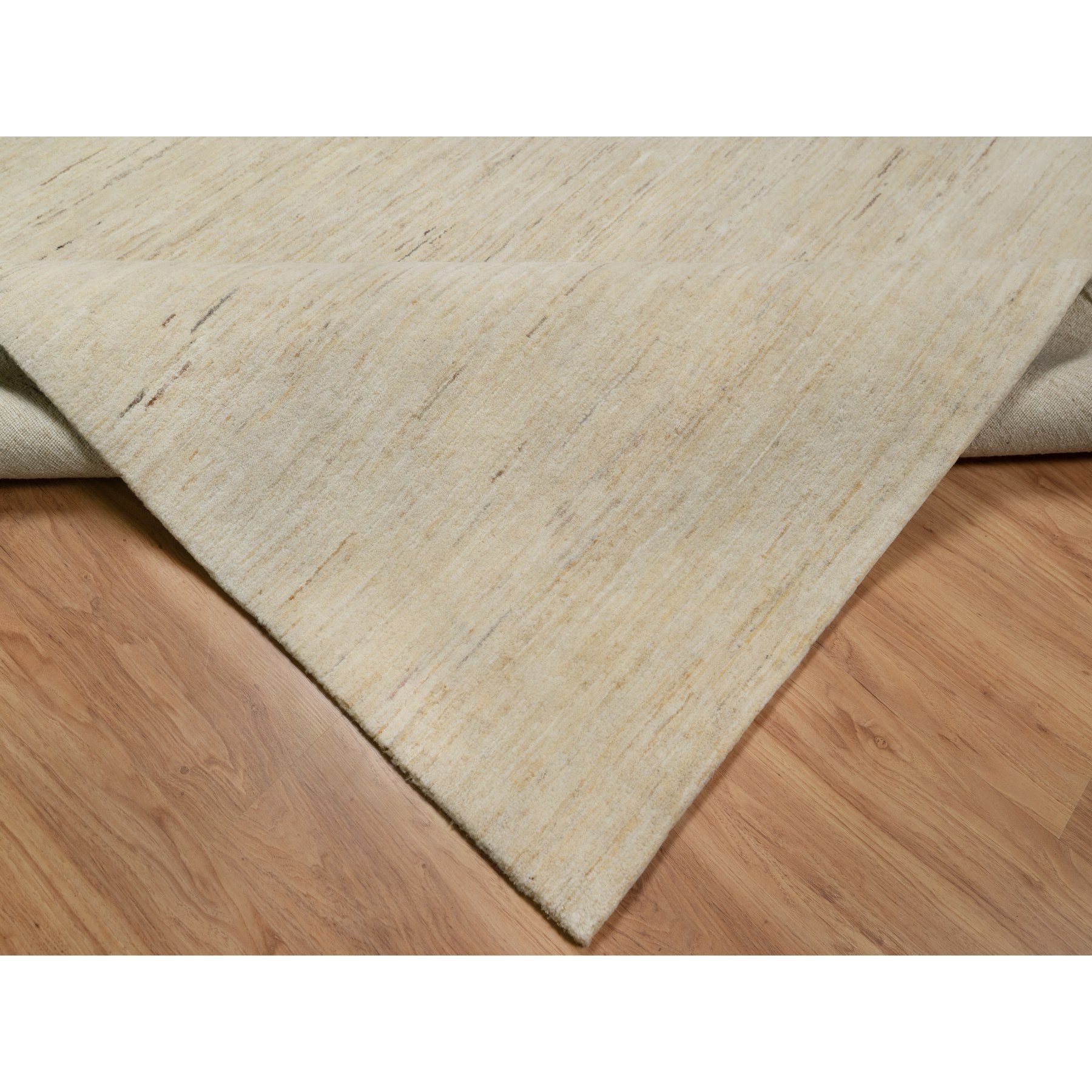 6'4"x9'9" Swan White, Modern, Plain Design, Lori Buft Gabbeh, Thick and Plush, Pure Wool, Hand Knotted, Oriental Rug Sh91302