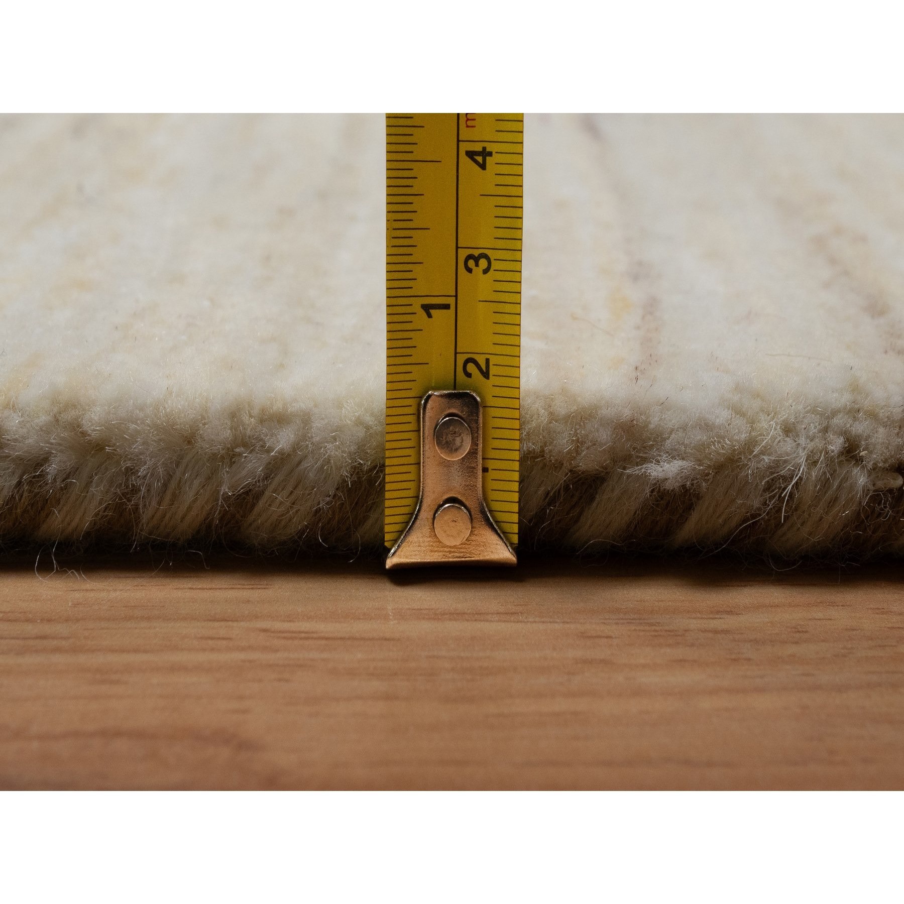 7'1"x7'1" Linen White, Hand Knotted, Modern, Plain Design, Lori Buft Gabbeh, Thick and Plush, Pure Wool, Square, Oriental Rug Sh91303