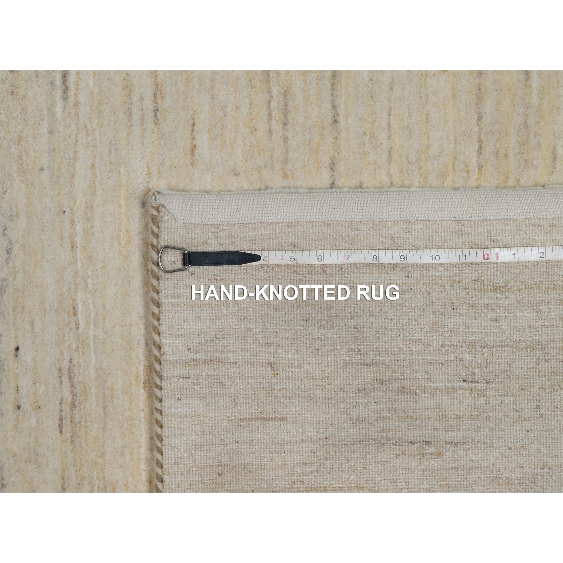 7'1"x7'1" Linen White, Hand Knotted, Modern, Plain Design, Lori Buft Gabbeh, Thick and Plush, Pure Wool, Square, Oriental Rug Sh91303