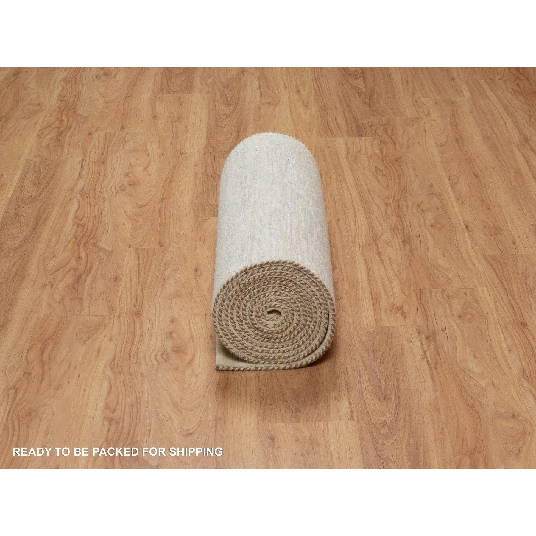 2'8"x16' Bone White, Lori Buft Gabbeh, Modern, Plain Design, Thick and Plush, Pure Wool, Hand Knotted, XL Runner, Oriental Rug Sh91304