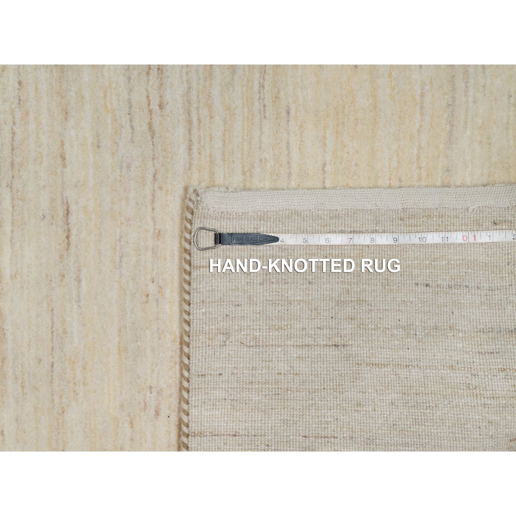 2'8"x16' Bone White, Lori Buft Gabbeh, Modern, Plain Design, Thick and Plush, Pure Wool, Hand Knotted, XL Runner, Oriental Rug Sh91304