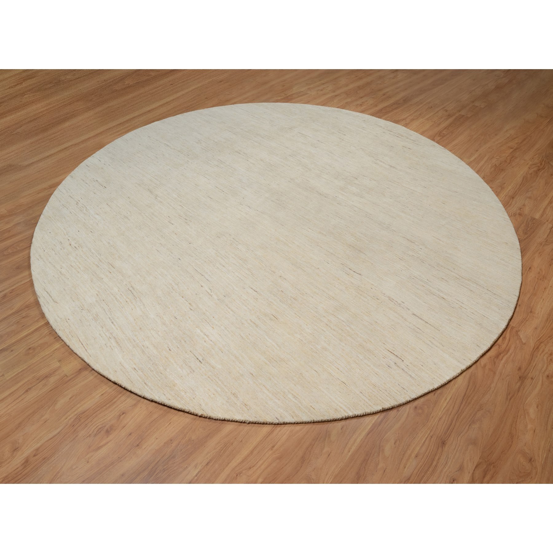 11'4"x11'4" Parchment White, Hand Knotted, Modern, Plain Design, Lori Buft Gabbeh, Thick and Plush, Pure Wool, Round, Oriental Rug Sh91306