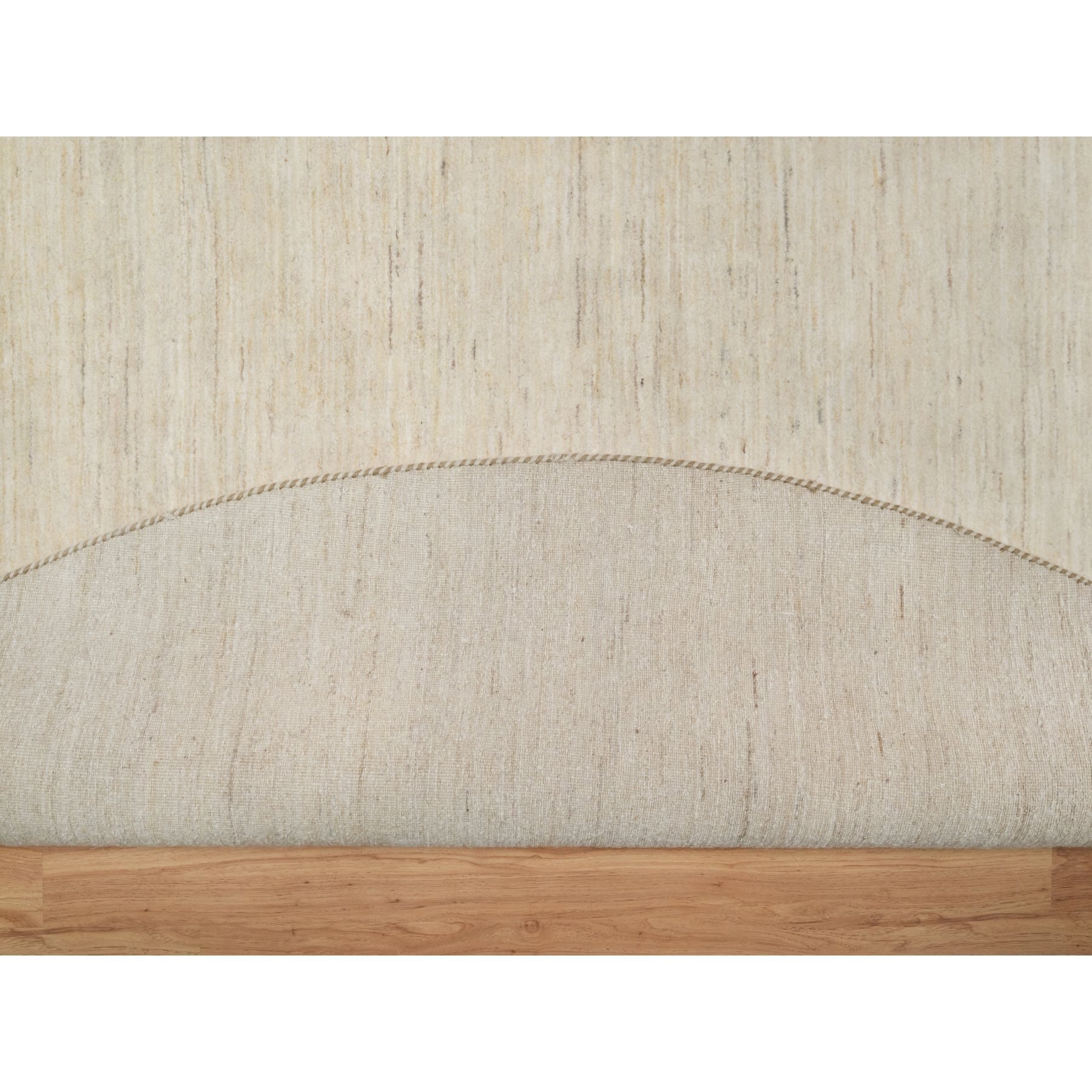 11'4"x11'4" Parchment White, Hand Knotted, Modern, Plain Design, Lori Buft Gabbeh, Thick and Plush, Pure Wool, Round, Oriental Rug Sh91306