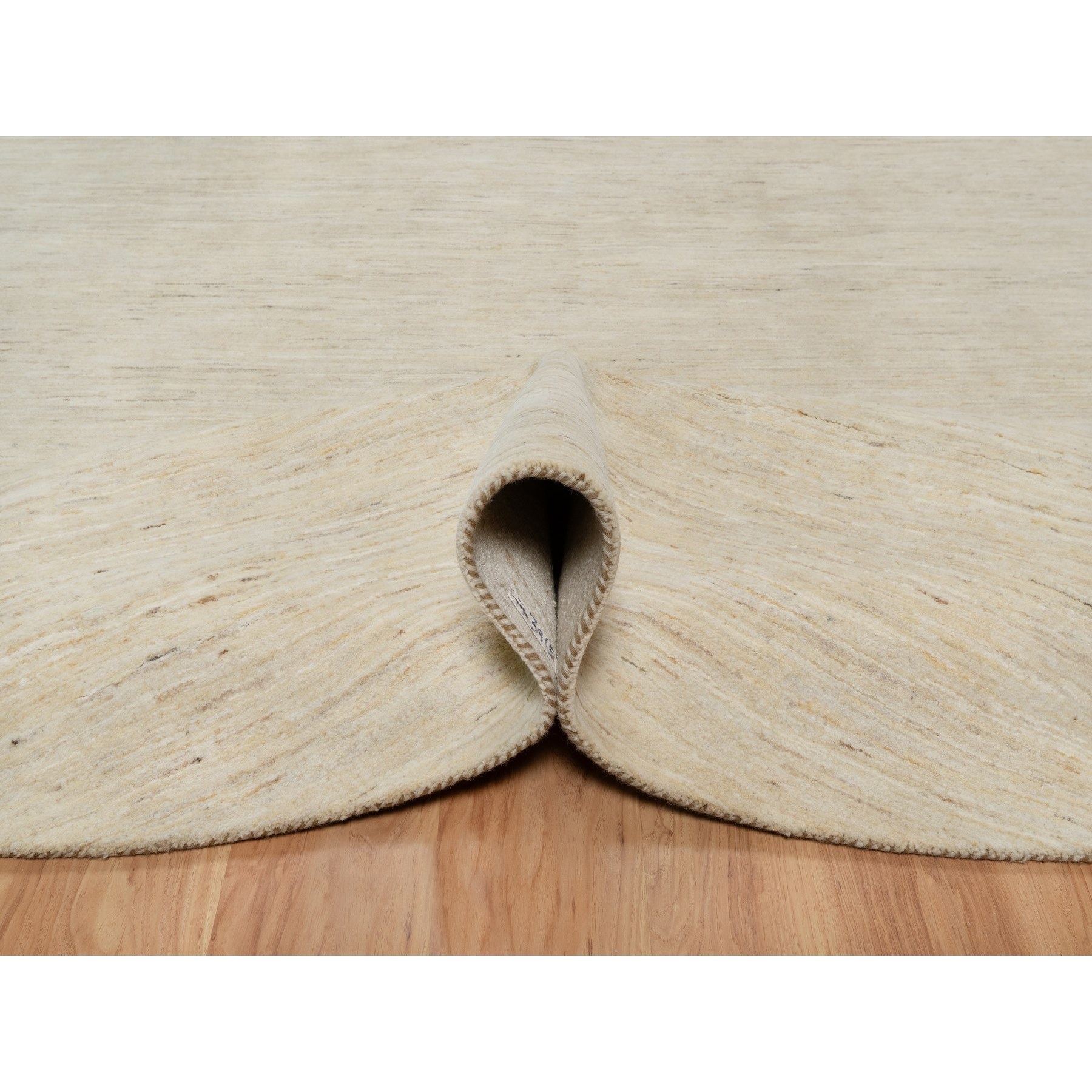 11'4"x11'4" Parchment White, Hand Knotted, Modern, Plain Design, Lori Buft Gabbeh, Thick and Plush, Pure Wool, Round, Oriental Rug Sh91306