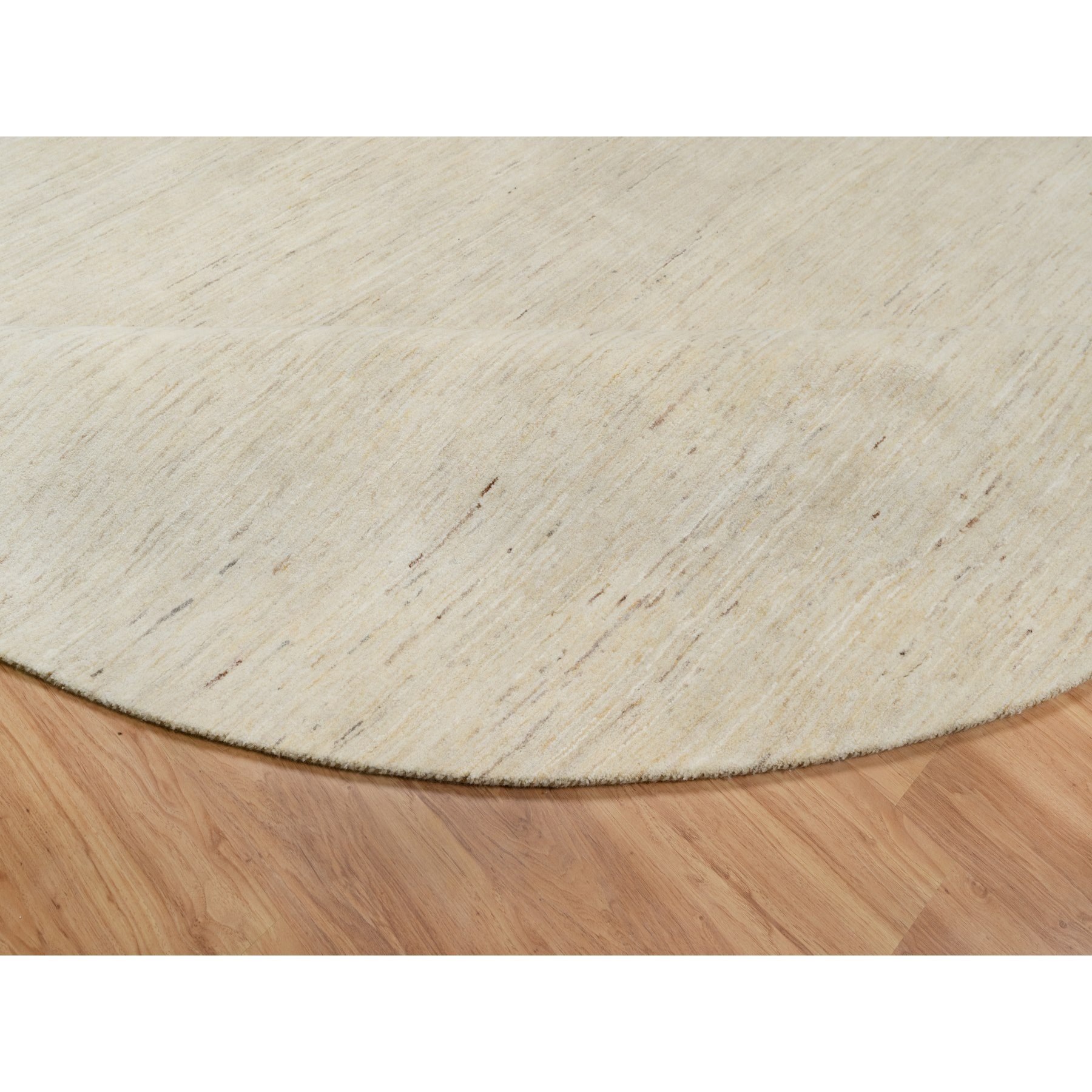 11'4"x11'4" Parchment White, Hand Knotted, Modern, Plain Design, Lori Buft Gabbeh, Thick and Plush, Pure Wool, Round, Oriental Rug Sh91306