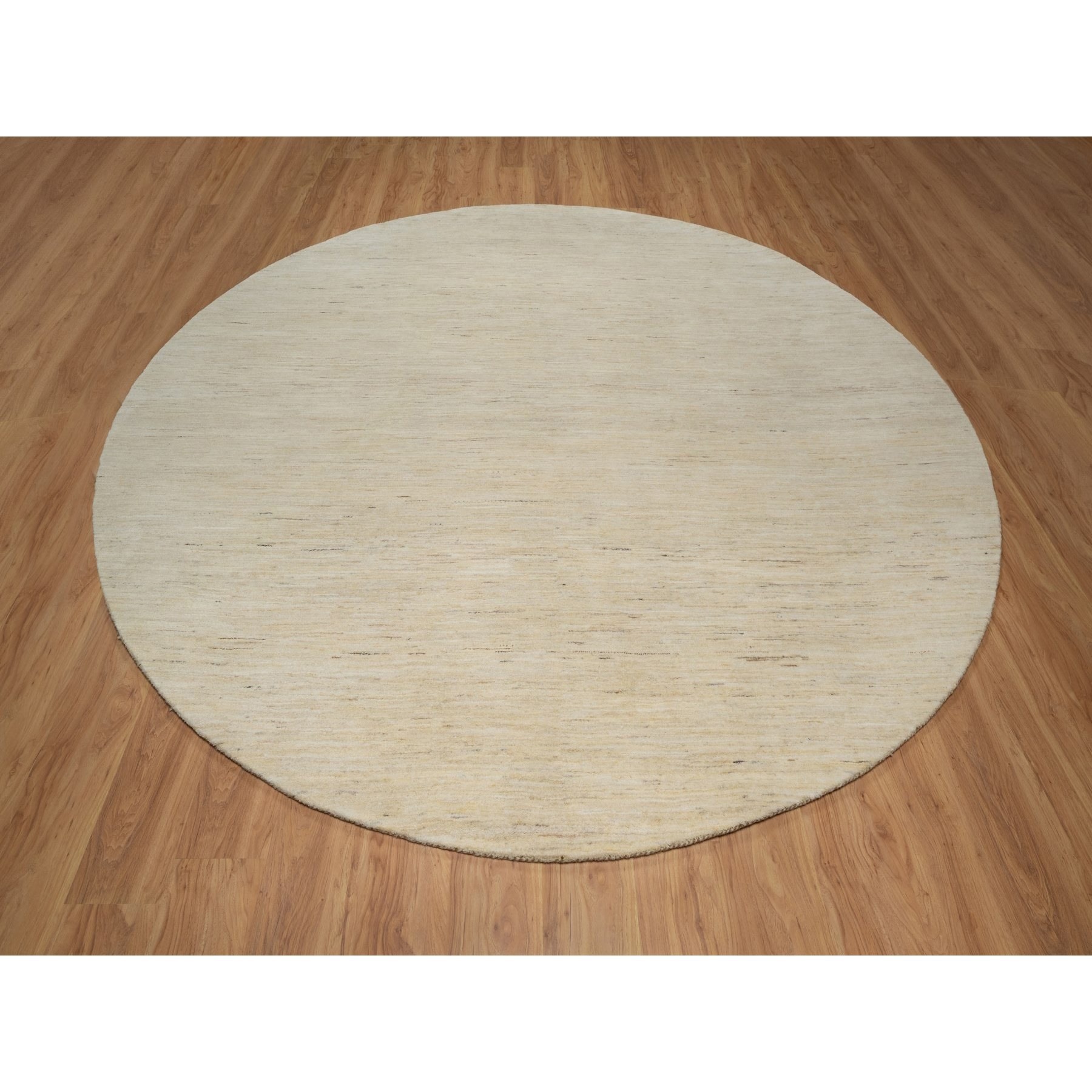 9'10"x9'10" Bone White, Thick and Plush, Modern, Plain Design, Lori Buft Gabbeh, Pure Wool, Hand Knotted, Round, Oriental Rug Sh91307