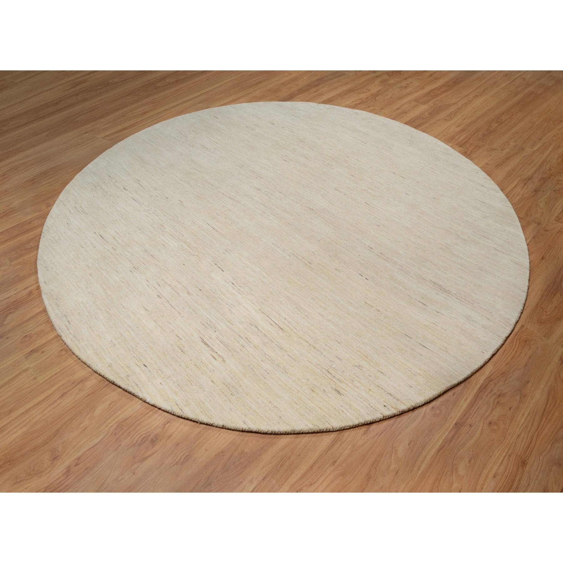 9'10"x9'10" Bone White, Thick and Plush, Modern, Plain Design, Lori Buft Gabbeh, Pure Wool, Hand Knotted, Round, Oriental Rug Sh91307