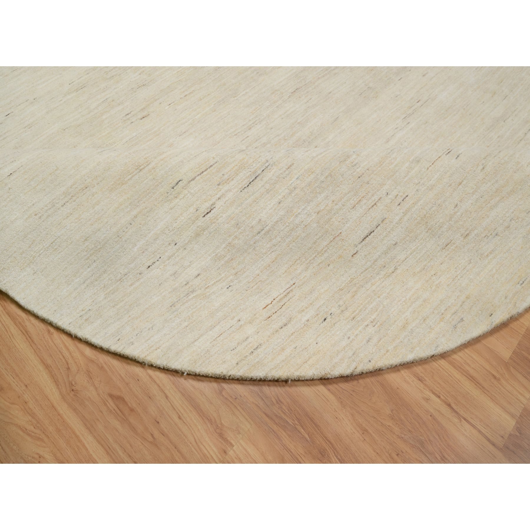 9'10"x9'10" Bone White, Thick and Plush, Modern, Plain Design, Lori Buft Gabbeh, Pure Wool, Hand Knotted, Round, Oriental Rug Sh91307